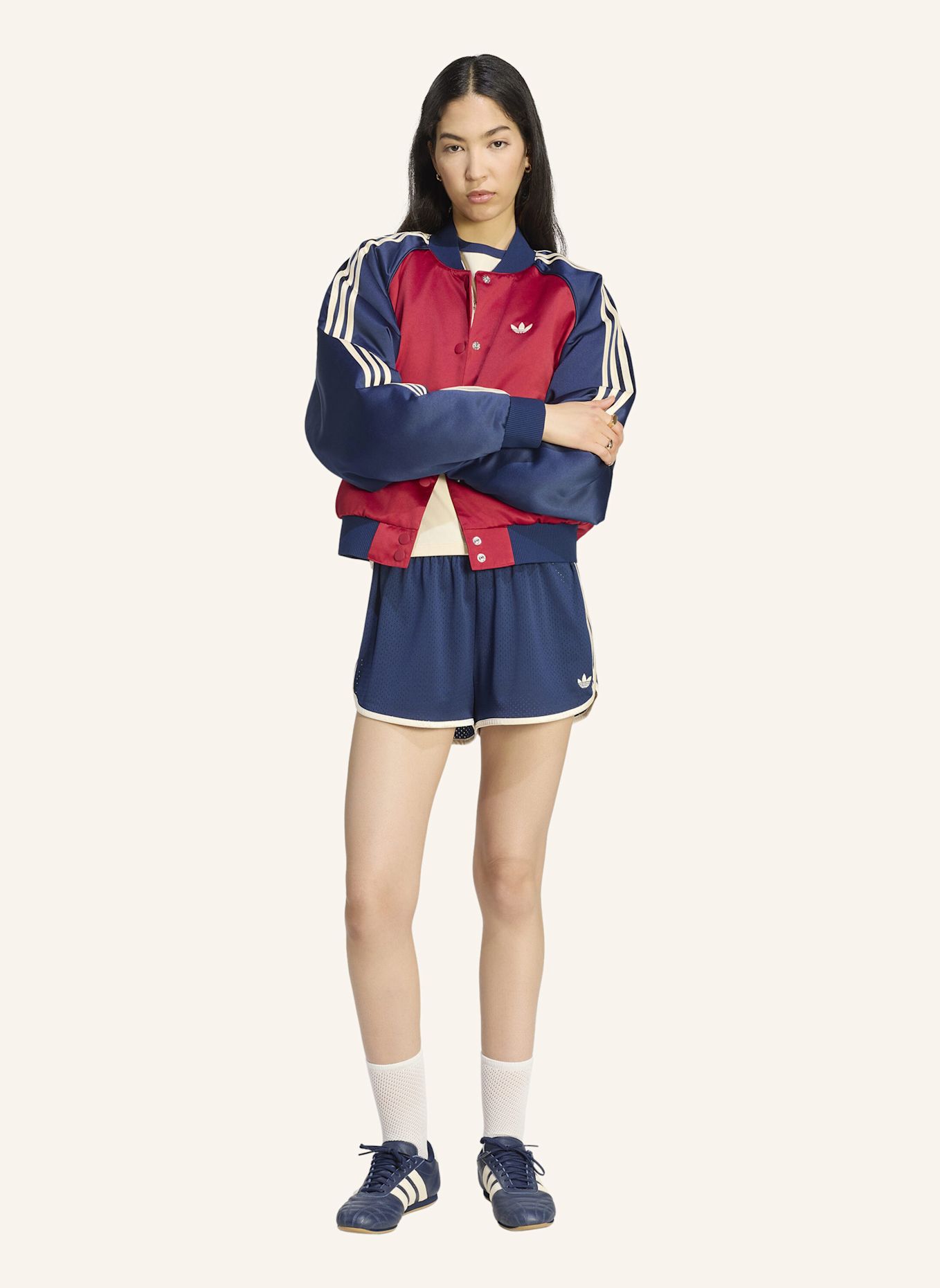 adidas Originals SATIN SST BOMBERJACKE: ROT / BLAU / CREME