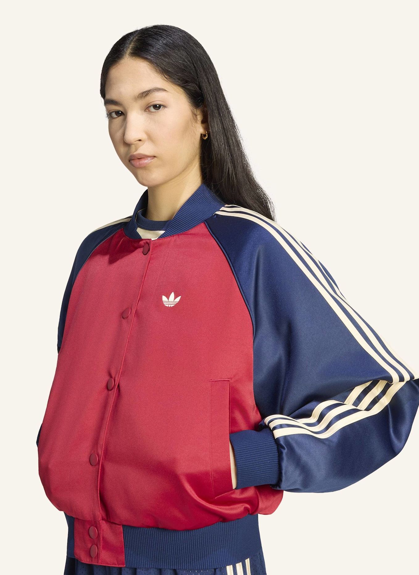 adidas Originals SATIN SST BOMBERJACKE: ROT / BLAU / CREME