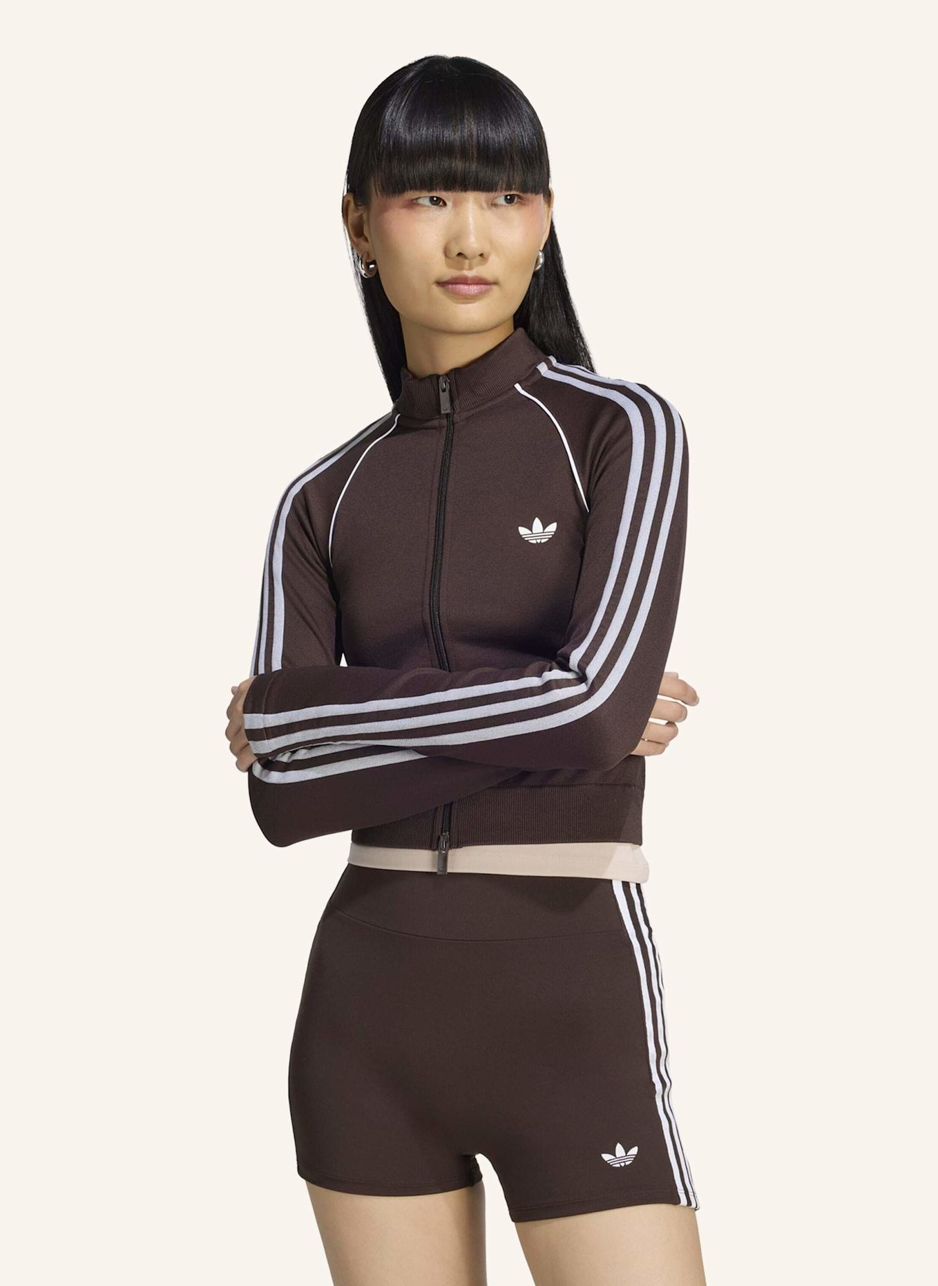 adidas Originals ESSENTIALS 3-STREIFEN TRACK TOP, NAHTLOS: BRAUN