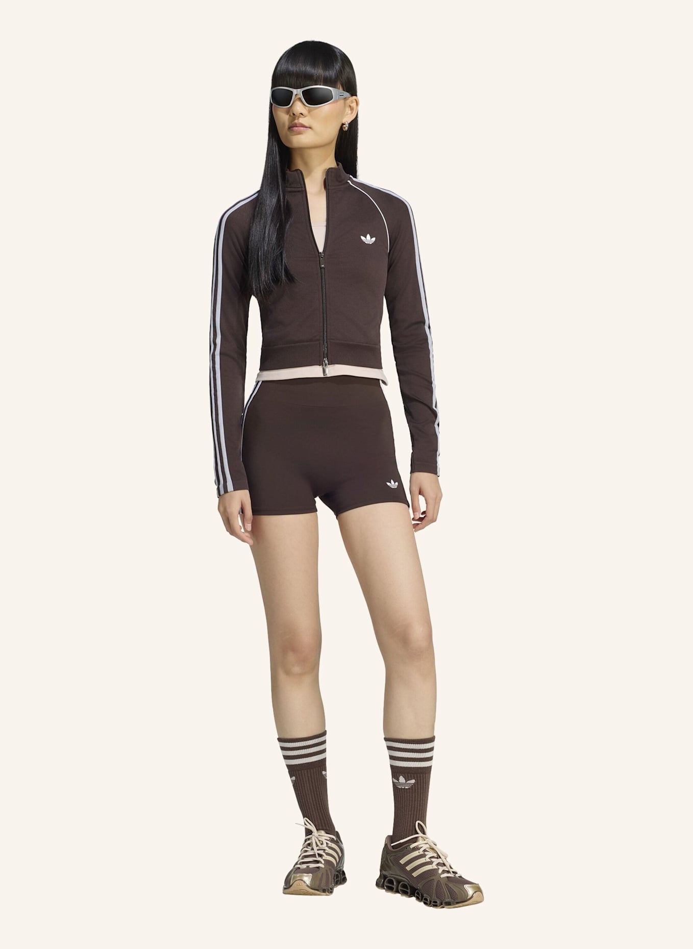 adidas Originals ESSENTIALS 3-STREIFEN TRACK TOP, NAHTLOS: BRAUN