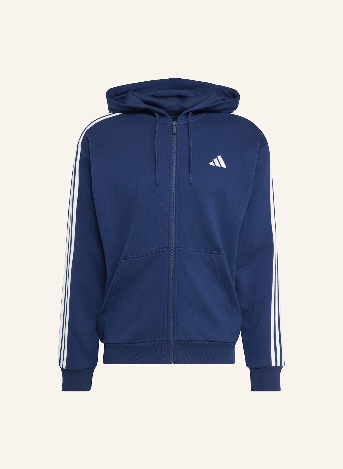 adidas ESSENTIALS 3-STREIFEN FRENCH TERRY KAPUZENJACKE: WEISS