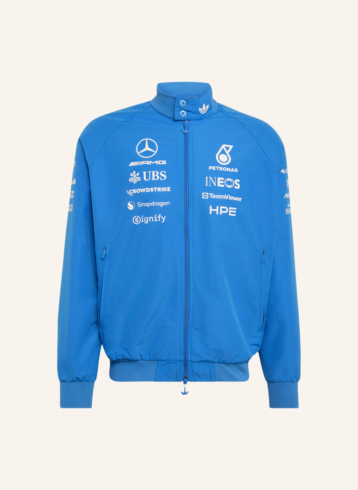 adidas MERCEDES-AMG PETRONAS FORMULA 1 TEAM BLUE WONDER DRIVER HARRINGTON JACKE: BLAU