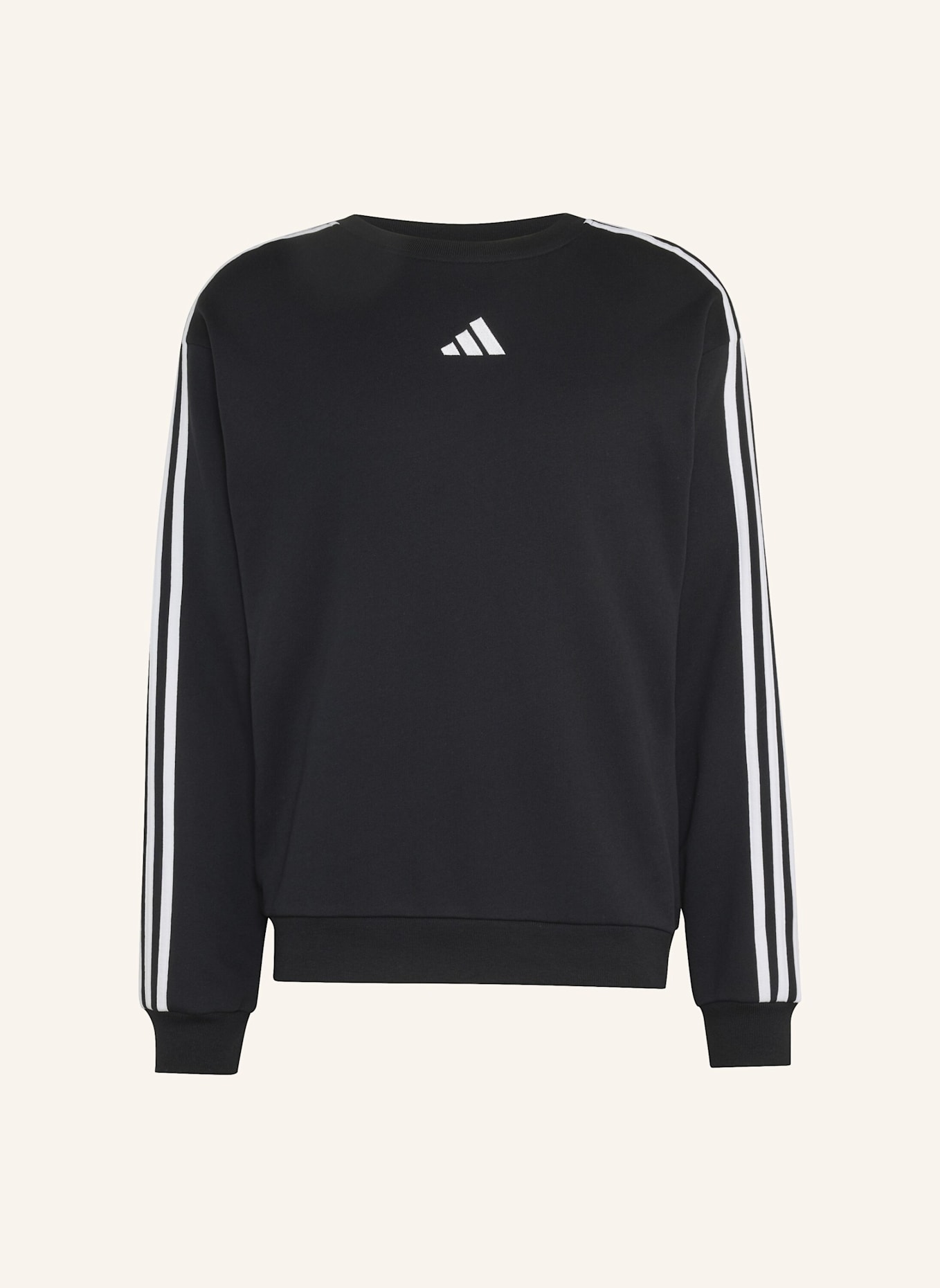 adidas ESSENTIALS 3-STREIFEN FRENCH TERRY SWEATSHIRT: SCHWARZ/ WEISS