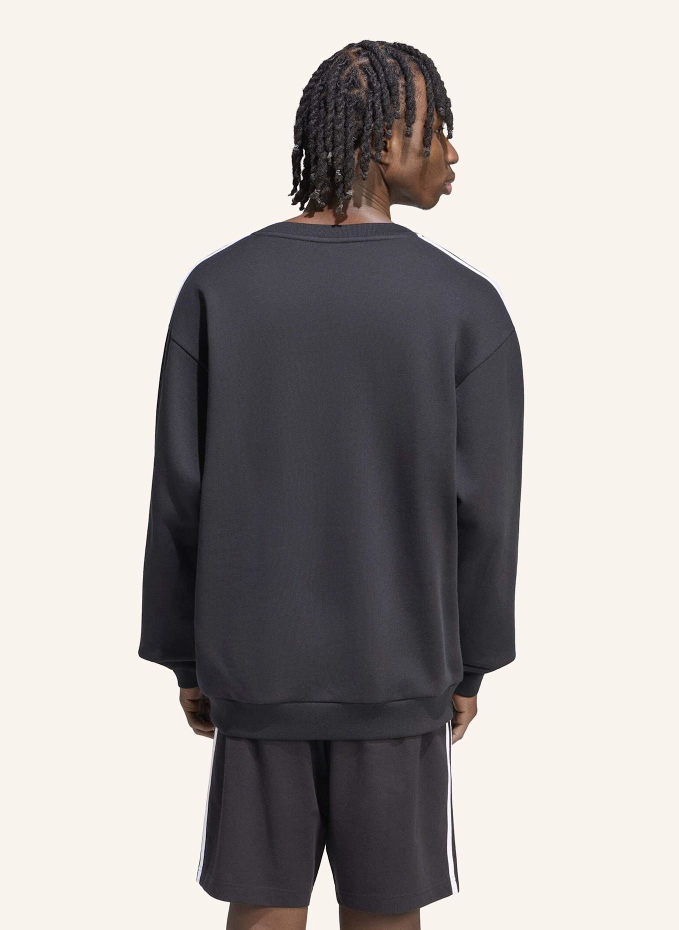 adidas ESSENTIALS 3-STREIFEN FRENCH TERRY SWEATSHIRT: SCHWARZ/ WEISS