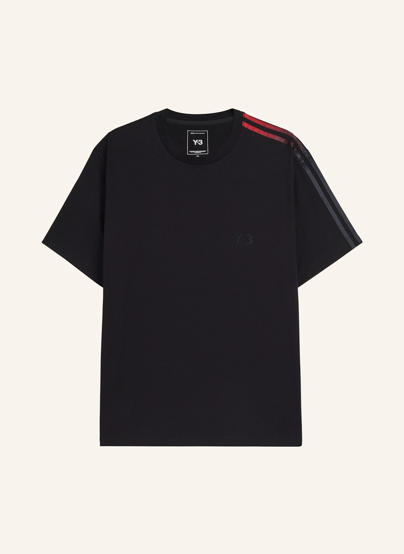 Y-3 Y-3 T-SHIRT, STREIFEN MIT FARBVERLAUF: SCHWARZ