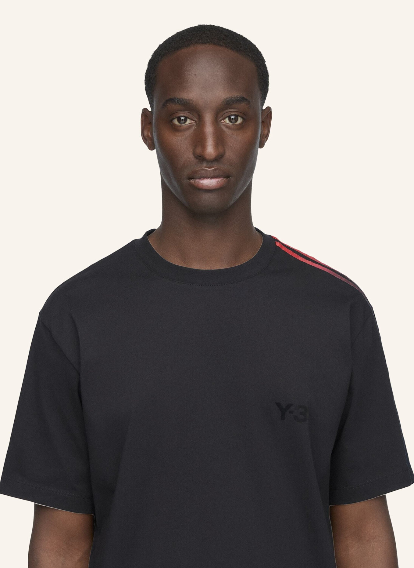 Y-3 Y-3 T-SHIRT, STREIFEN MIT FARBVERLAUF: SCHWARZ