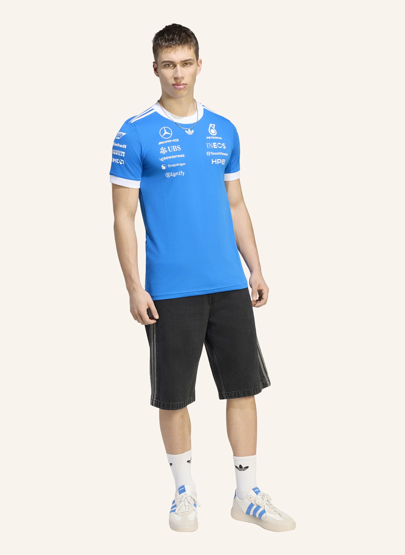 adidas MERCEDES-AMG PETRONAS FORMULA 1 TEAM BLUE WONDER DRIVER TRIKOT: BLAU