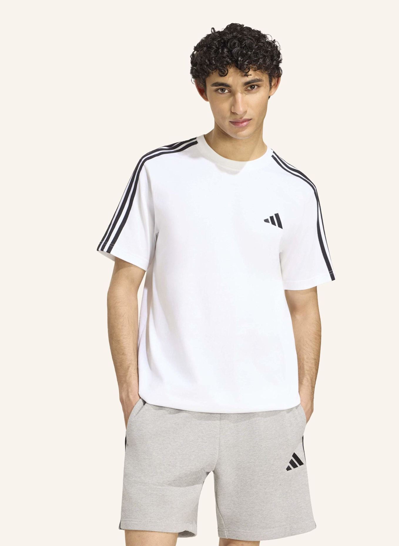 adidas T-Shirt 3S: WEISS/ SCHWARZ