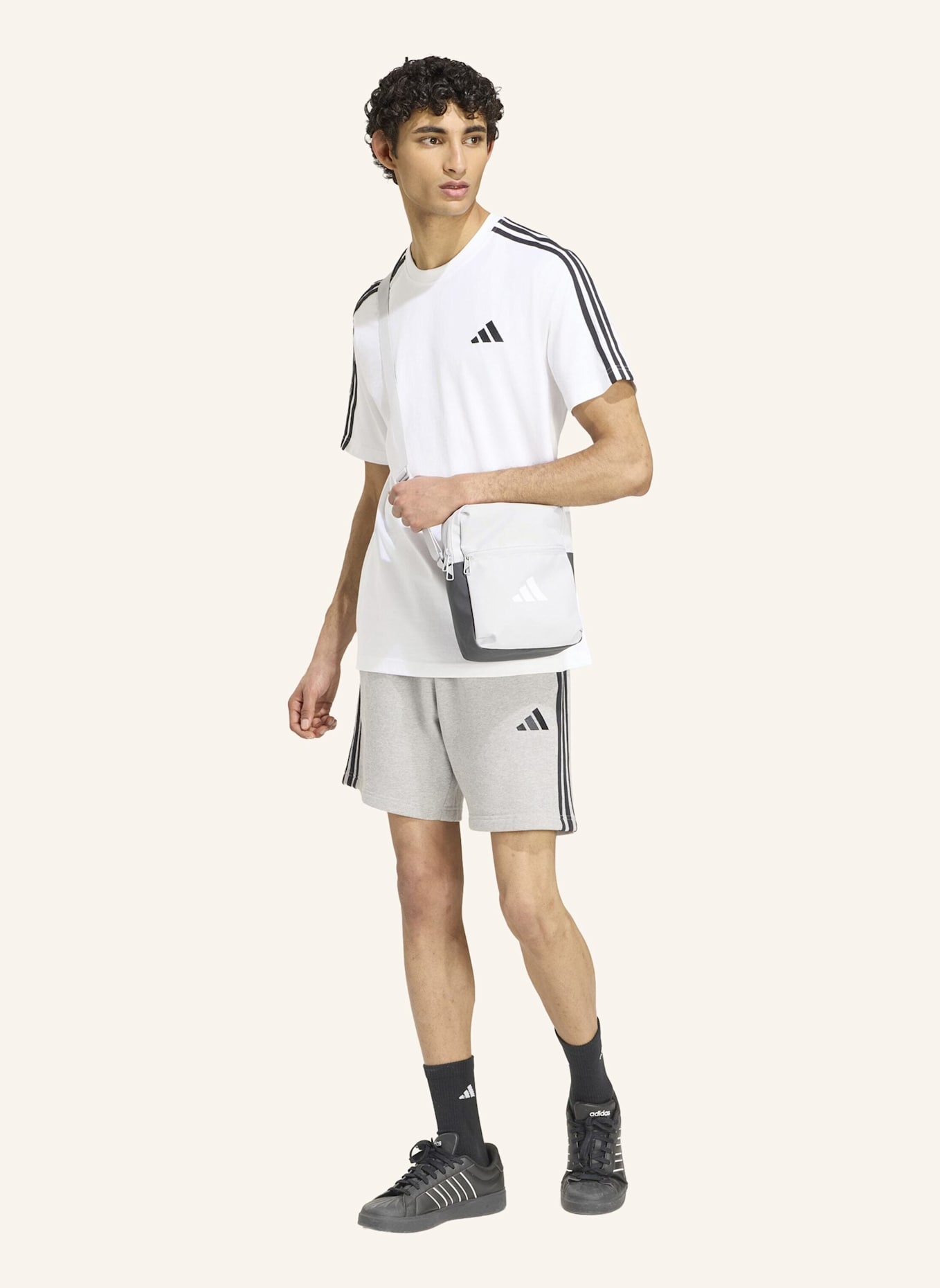 adidas T-Shirt 3S: WEISS/ SCHWARZ