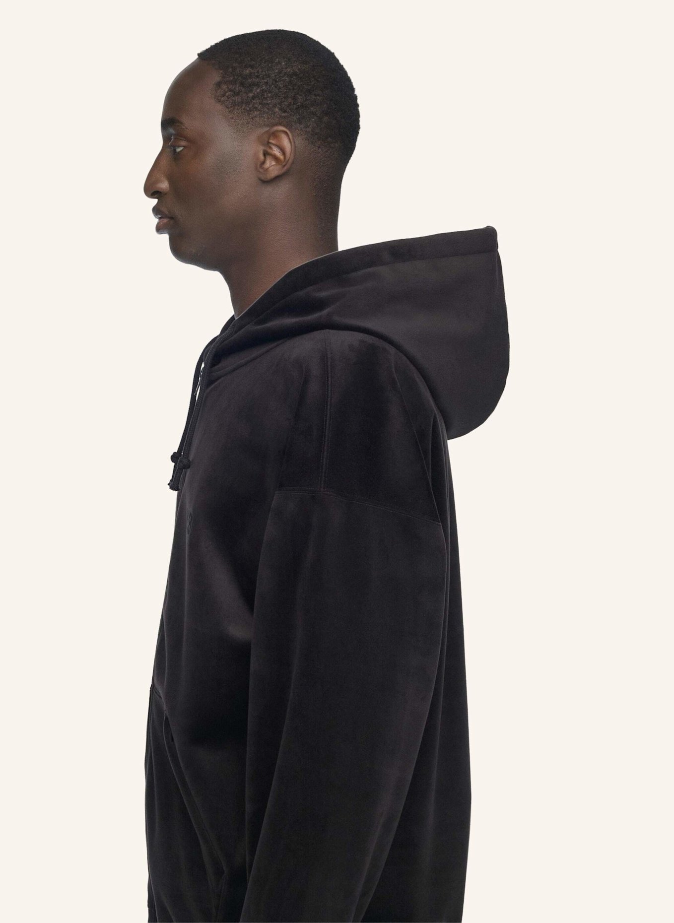 Y-3 Y-3 KAPUZENJACKE, SAMTCORD: SCHWARZ
