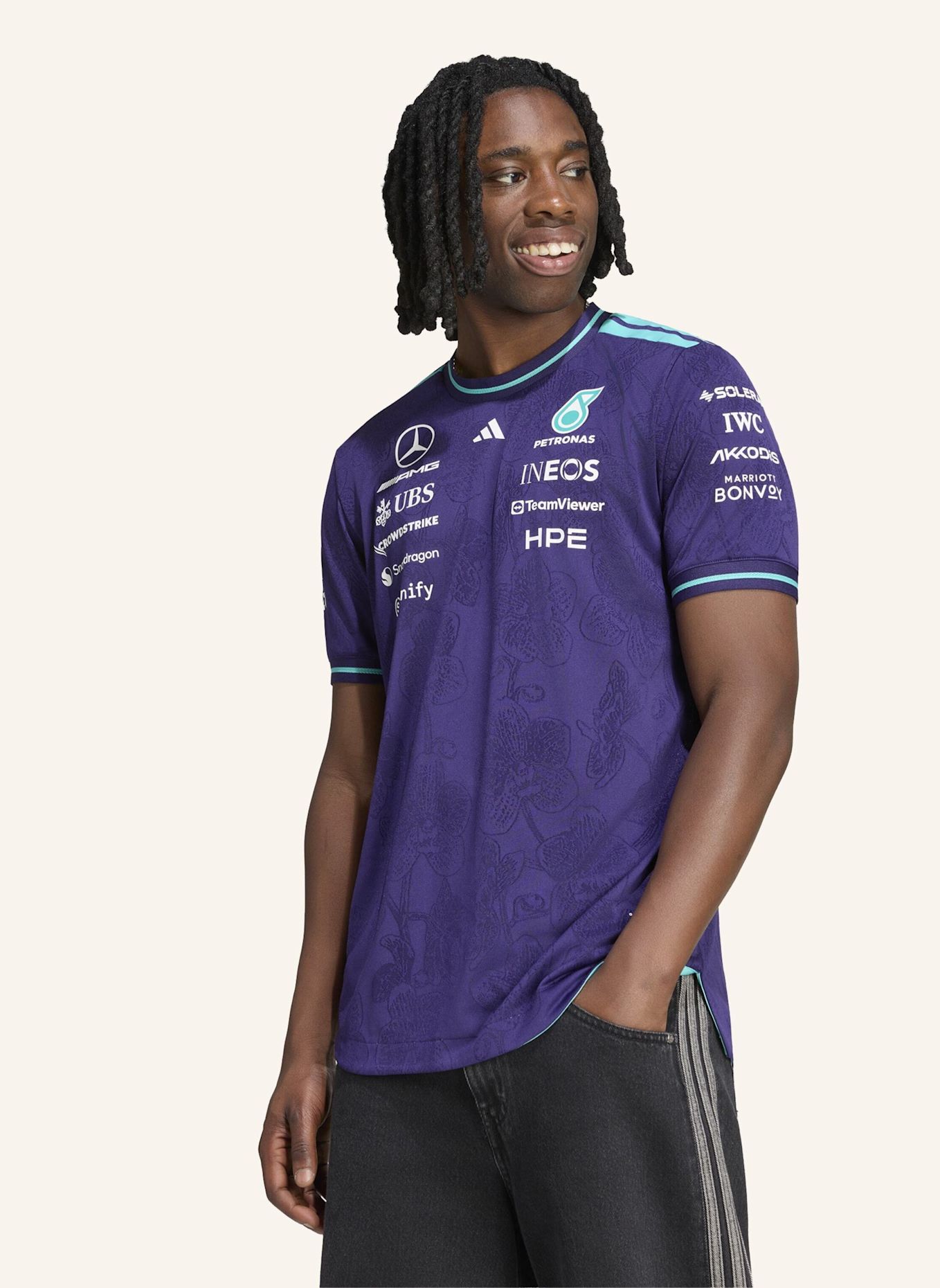 adidas MERCEDES AMG PETRONAS FORMULA 1 TEAM VANDA BLOOM AUTHENTIC FAHRERTRIKOT: LILA