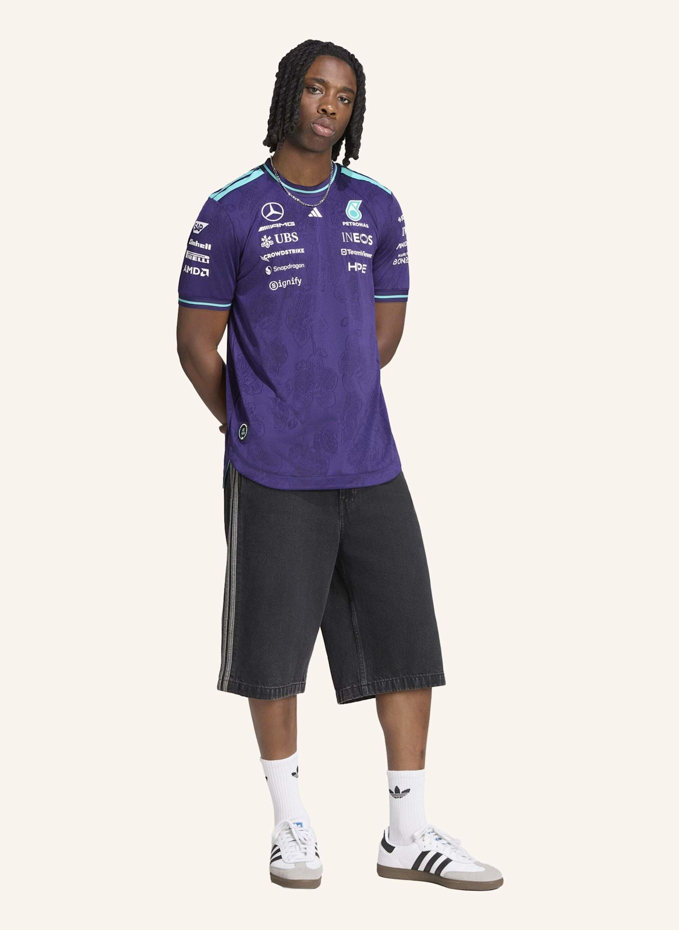 adidas MERCEDES AMG PETRONAS FORMULA 1 TEAM VANDA BLOOM AUTHENTIC FAHRERTRIKOT: LILA