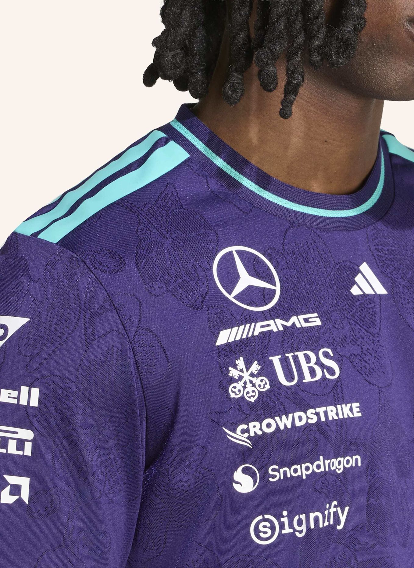 adidas MERCEDES AMG PETRONAS FORMULA 1 TEAM VANDA BLOOM AUTHENTIC FAHRERTRIKOT: LILA