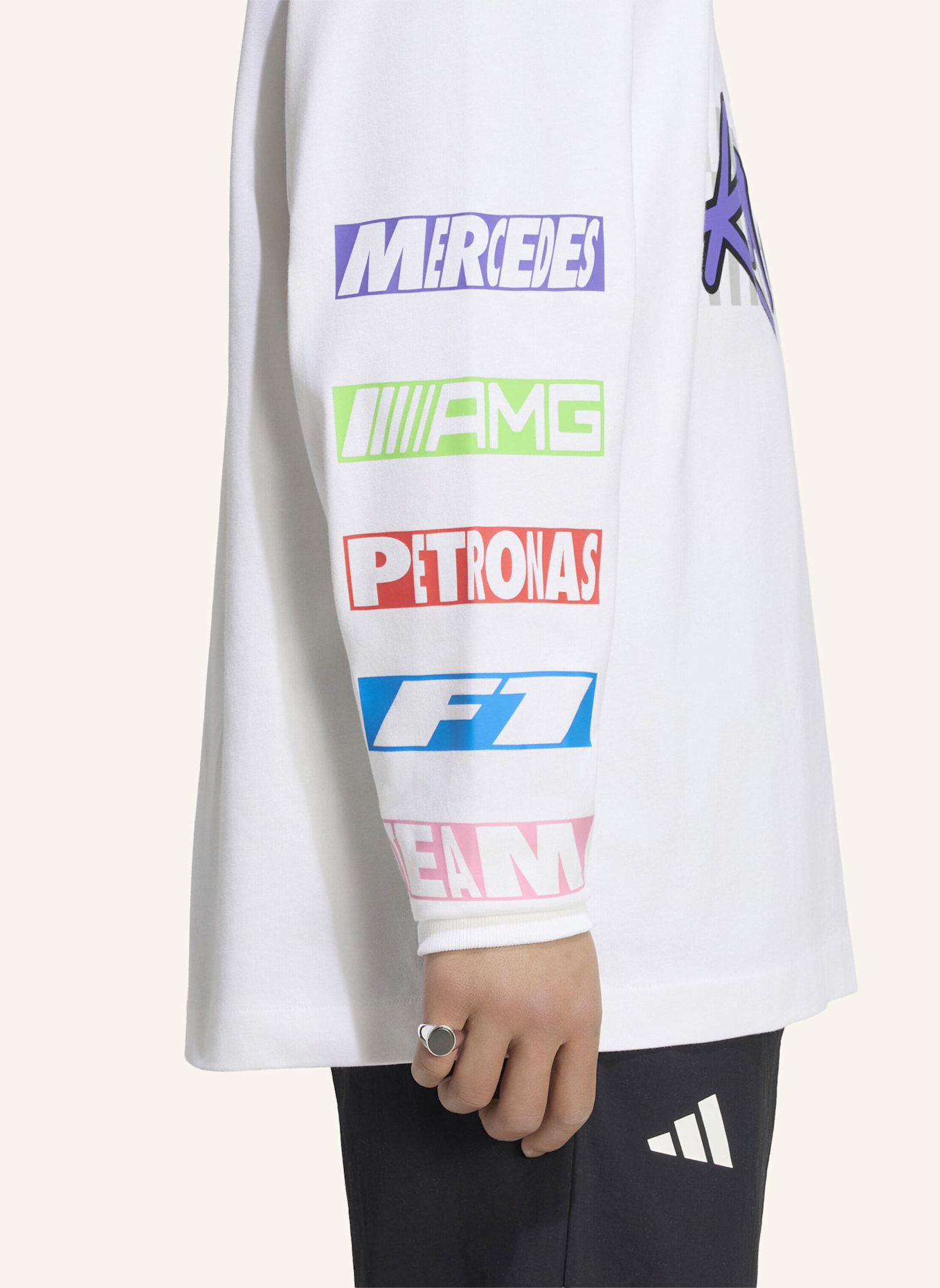 adidas MERCEDES – AMG PETRONAS FORMULA 1 TEAM LIGHTS ON LONGSLEEVE T-SHIRT: WEISS