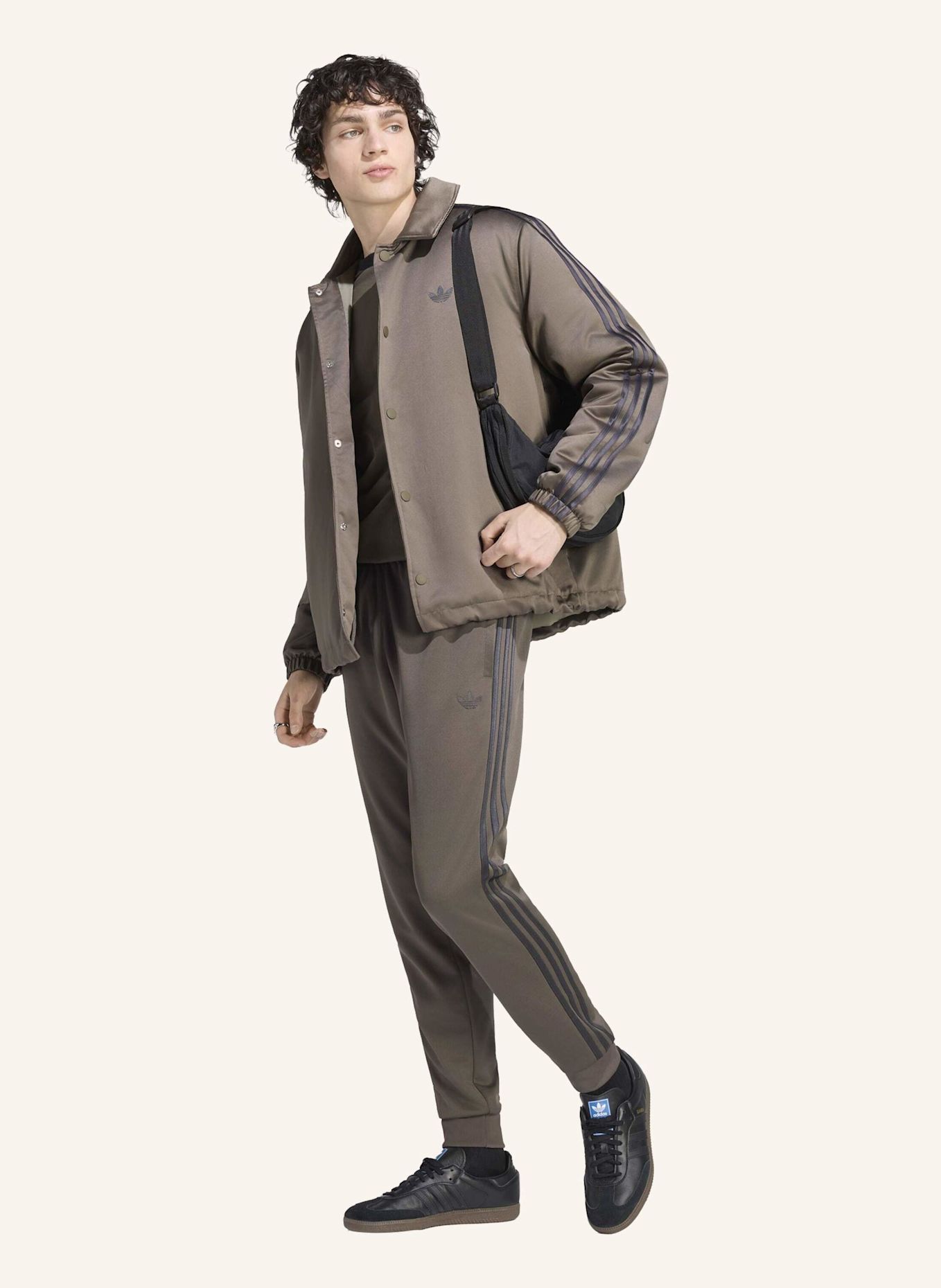 adidas Originals 3-STREIFEN PUFFER JACKE, SATIN: BRAUN