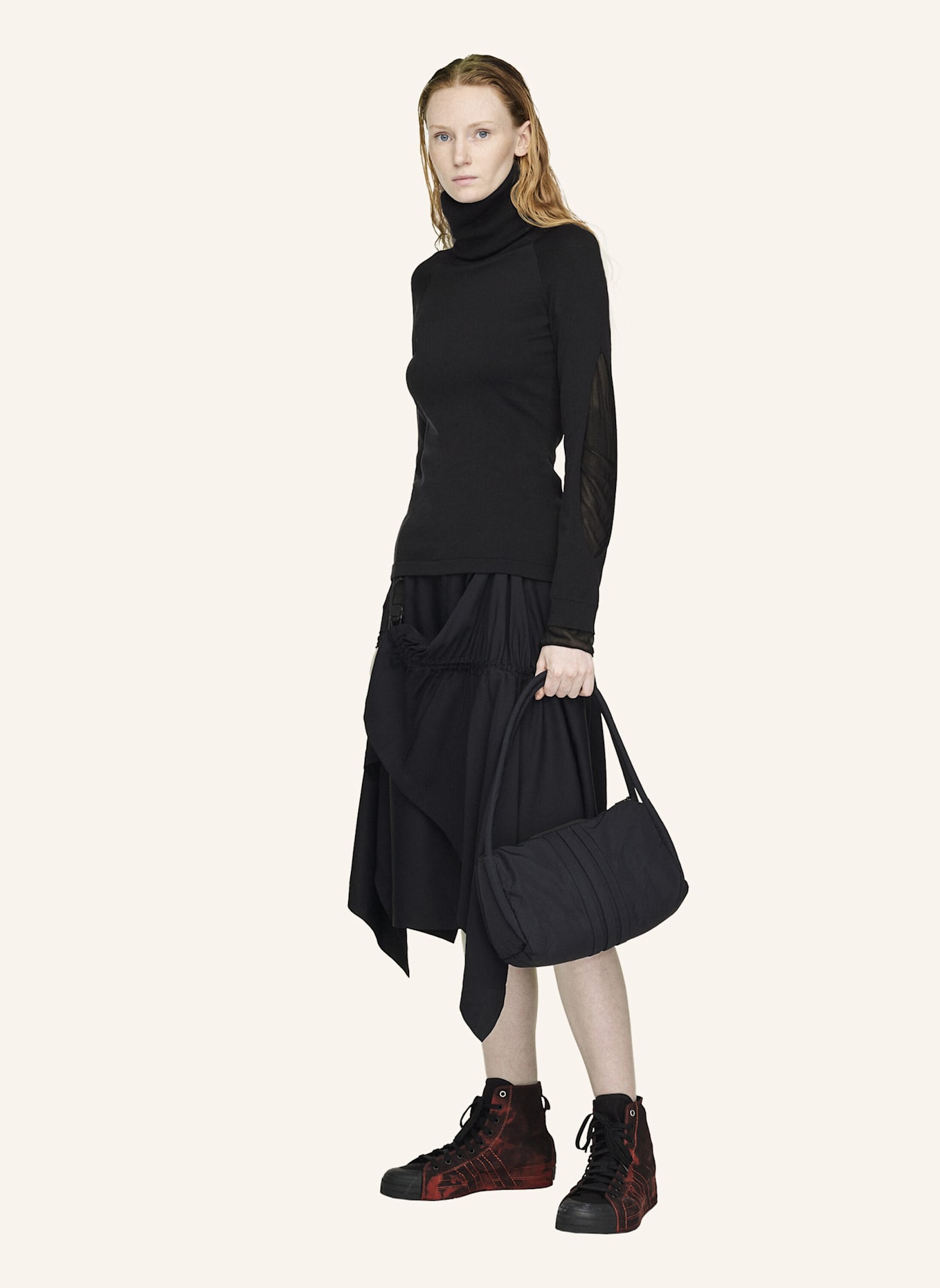 Y-3 Y-3 HOODED KNIT TOP: SCHWARZ