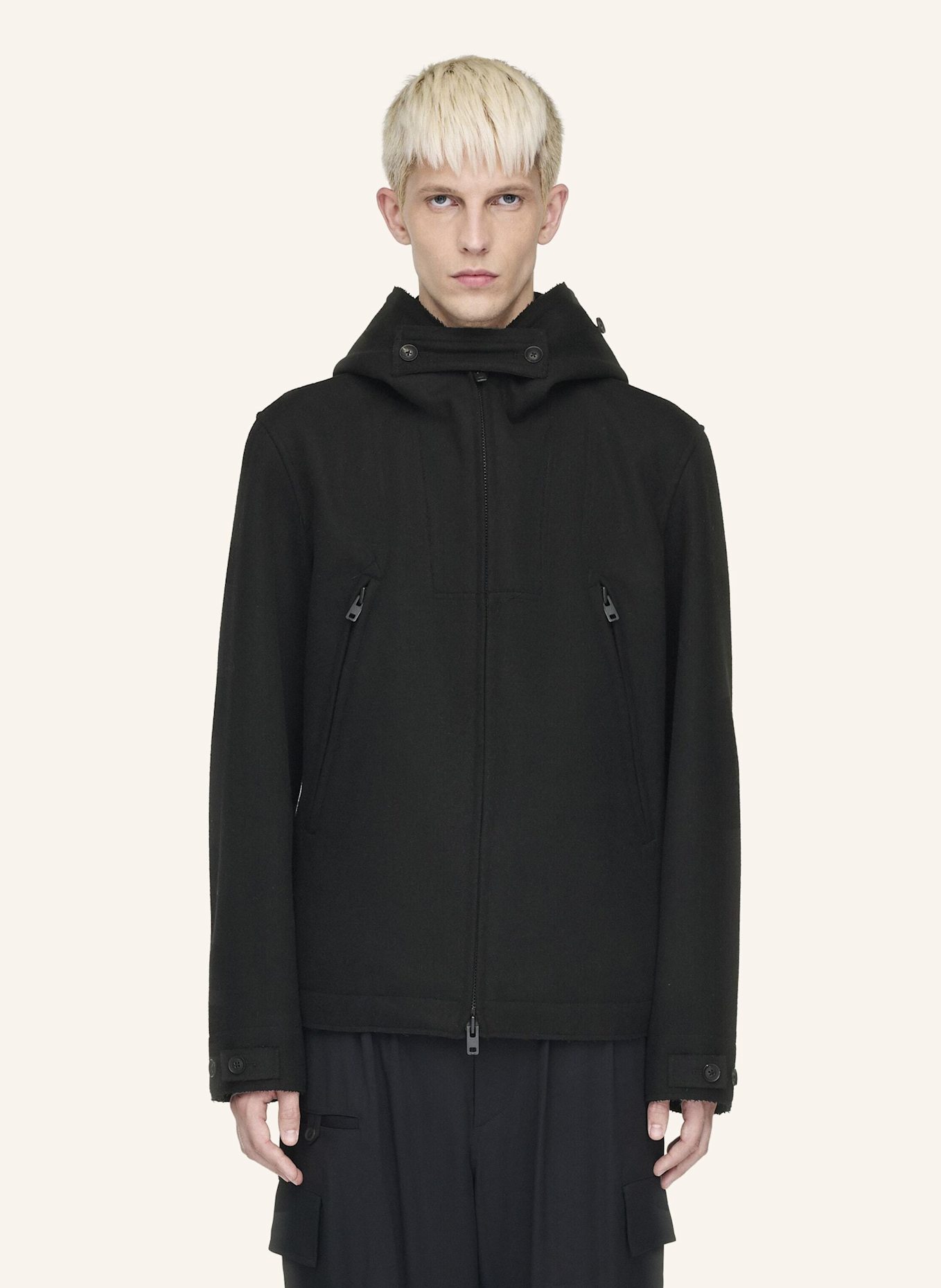 Y-3 Y-3 BONDED MELTON JACKET: SCHWARZ