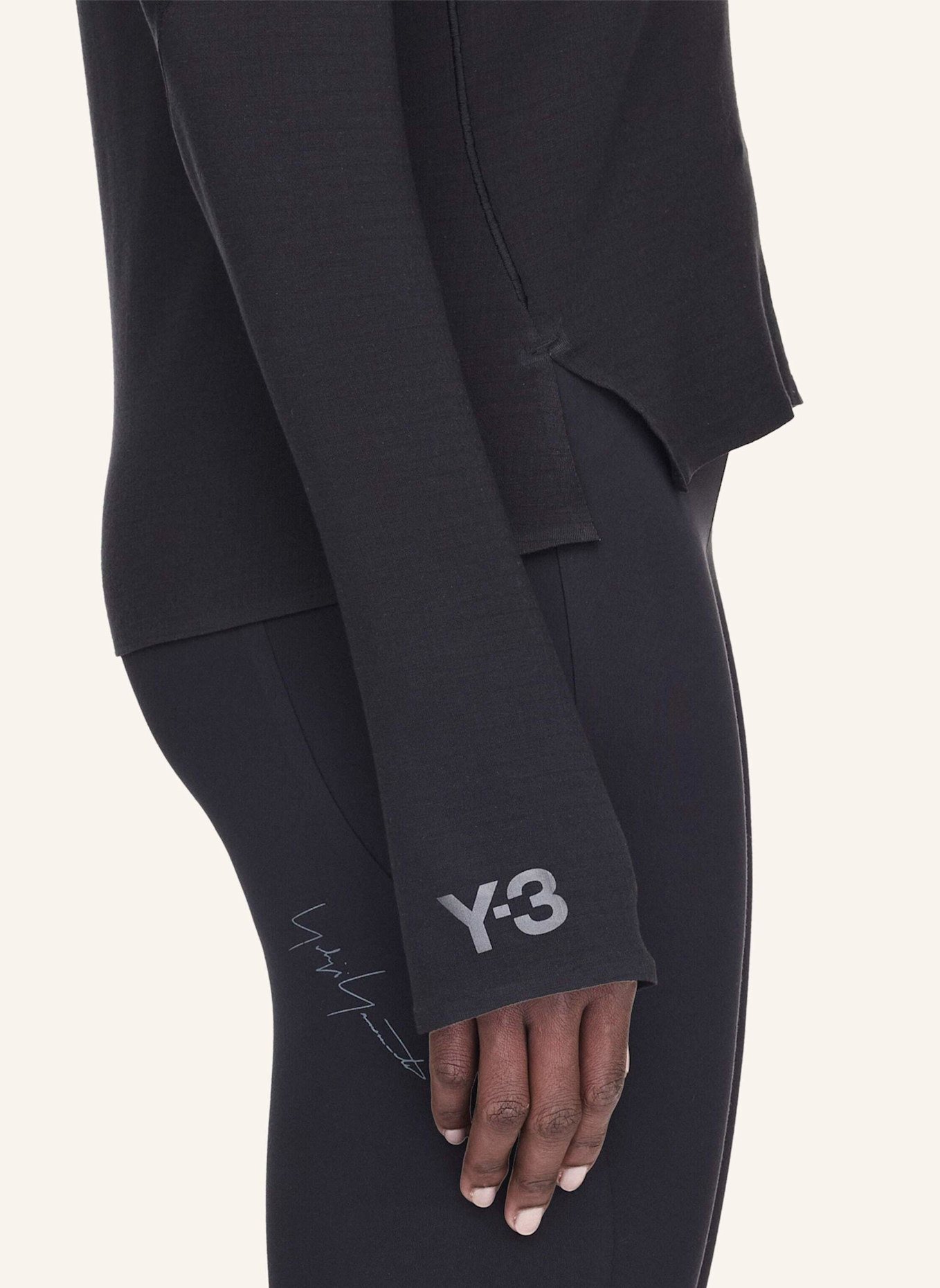 Y-3 Y-3 RUNNING LONG SLEEVE TEE: SCHWARZ