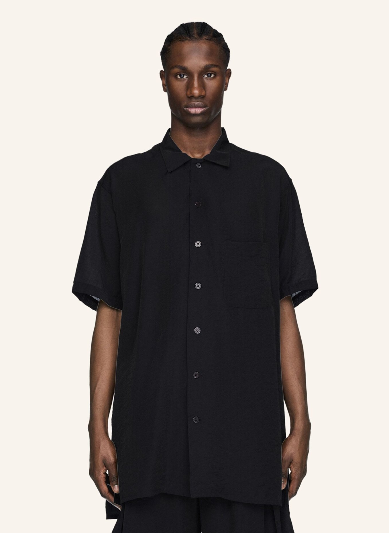 Y-3 Y-3 SHORT SLEEVE LANGES HEMD: SCHWARZ