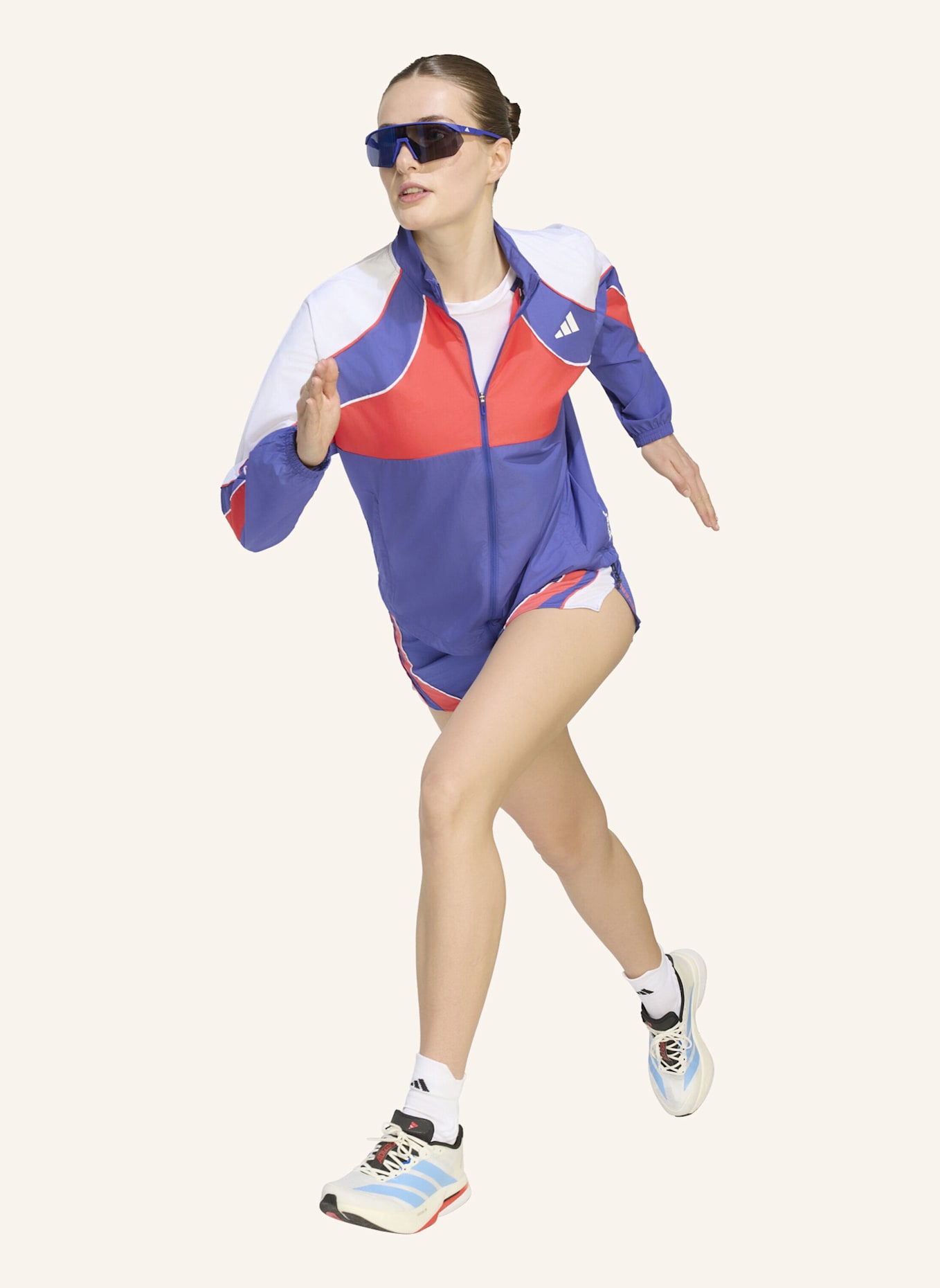 adidas ADIZERO ARCHIVE LAUFJACKE: ROT/ WEISS