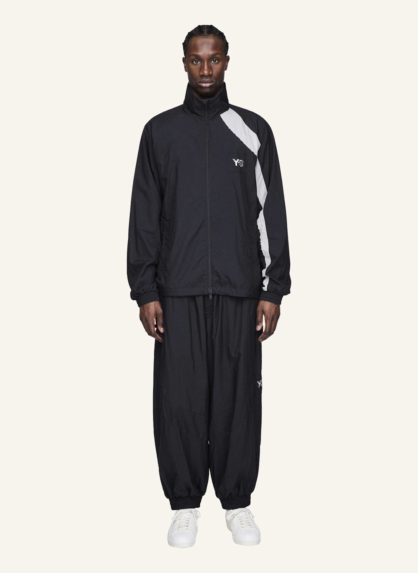 Y-3 Y-3 RAW EDGE 3 STRIPES NYLON SHELL HOSE: SCHWARZ