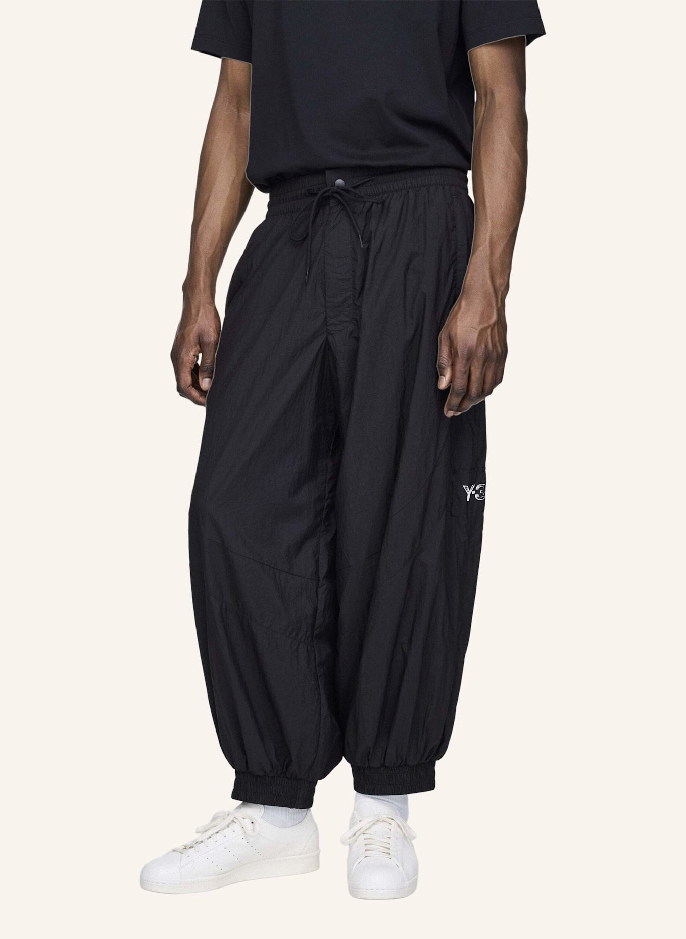 Y-3 Y-3 RAW EDGE 3 STRIPES NYLON SHELL HOSE: SCHWARZ