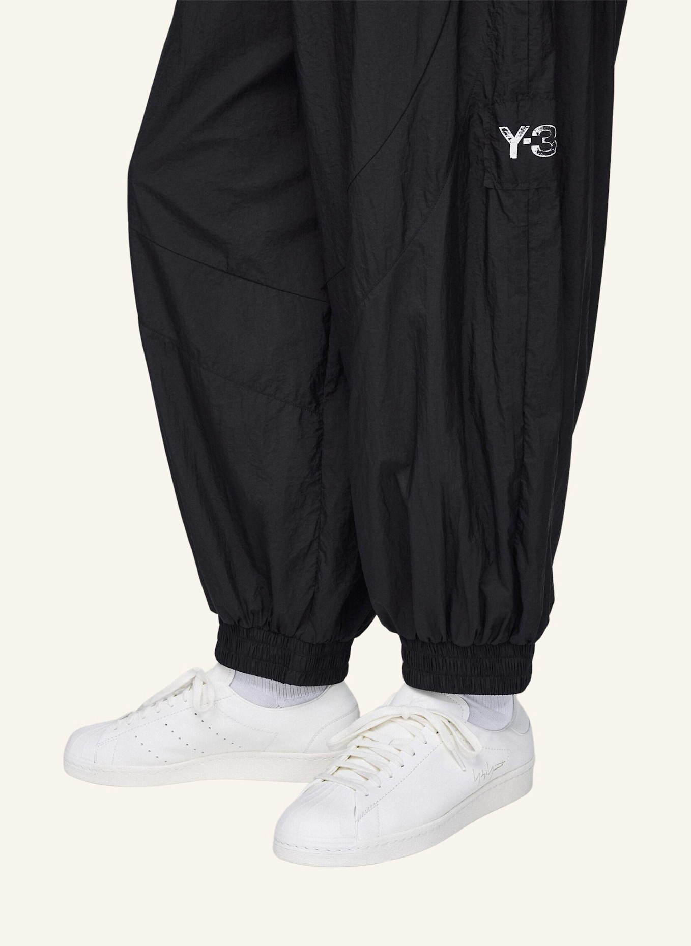 Y-3 Y-3 RAW EDGE 3 STRIPES NYLON SHELL HOSE: SCHWARZ