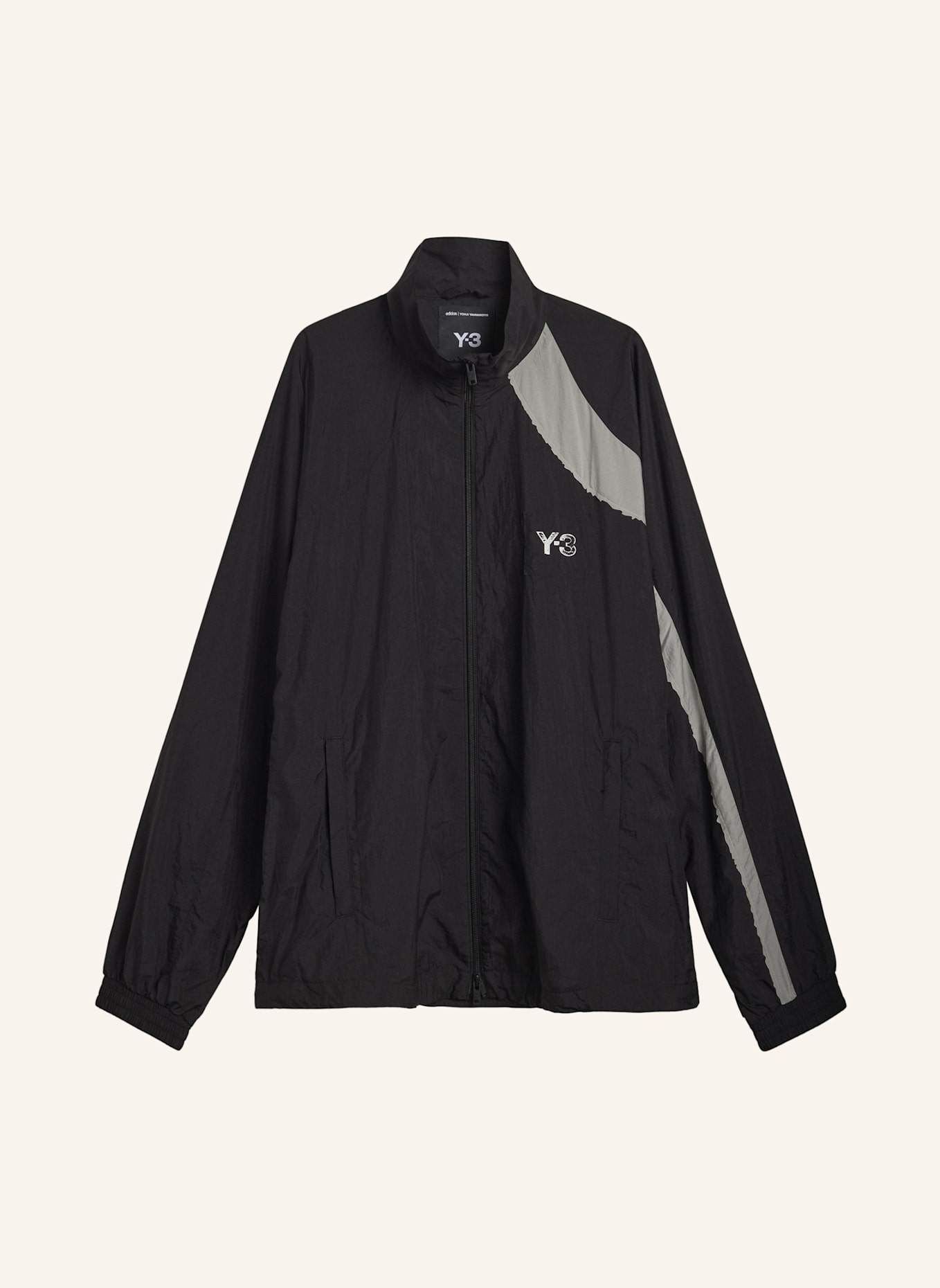 Y-3 Y-3 RAW EDGE 3-STREIFEN NYLON SHELL JACKE: SCHWARZ