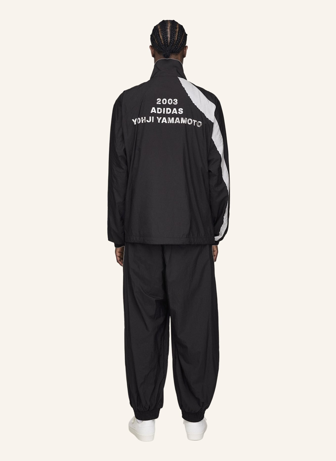 Y-3 Y-3 RAW EDGE 3-STREIFEN NYLON SHELL JACKE: SCHWARZ