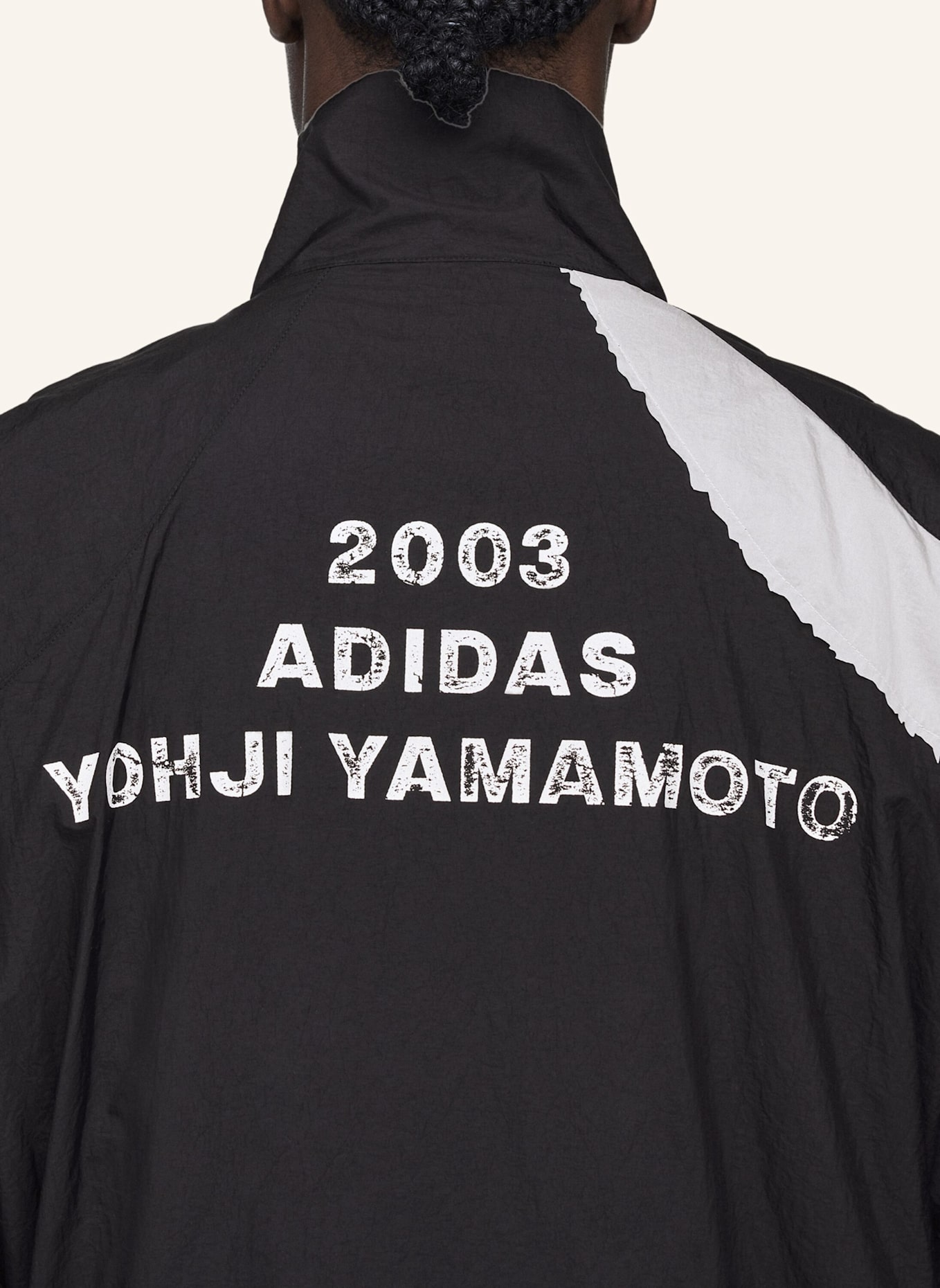Y-3 Y-3 RAW EDGE 3-STREIFEN NYLON SHELL JACKE: SCHWARZ