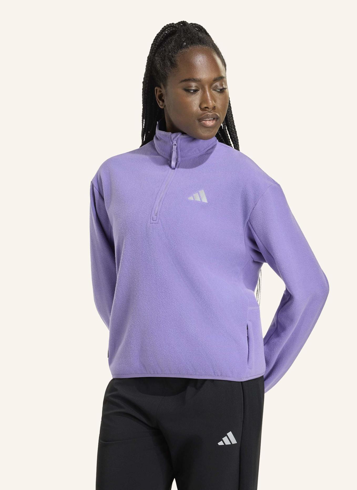 adidas ADI365 RUNNING ESSENTIALS WINTERIZED FLEECE, REISSVERSCHLUSS BIS ZUR BRUST: LILA