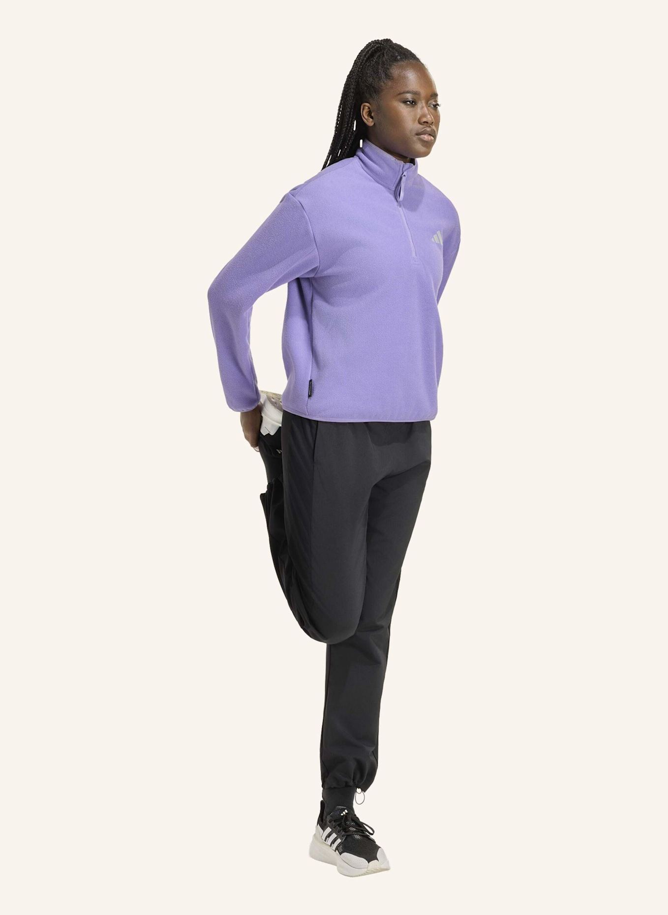 adidas ADI365 RUNNING ESSENTIALS WINTERIZED FLEECE, REISSVERSCHLUSS BIS ZUR BRUST: LILA