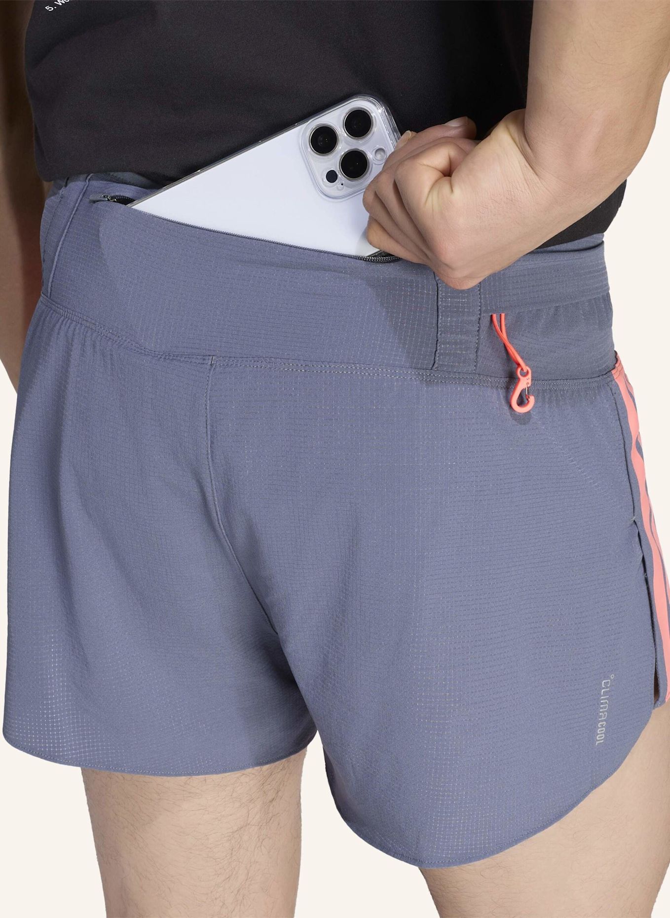 adidas ADIZERO RUNNING GEL POCKET SHORTS: GRAU