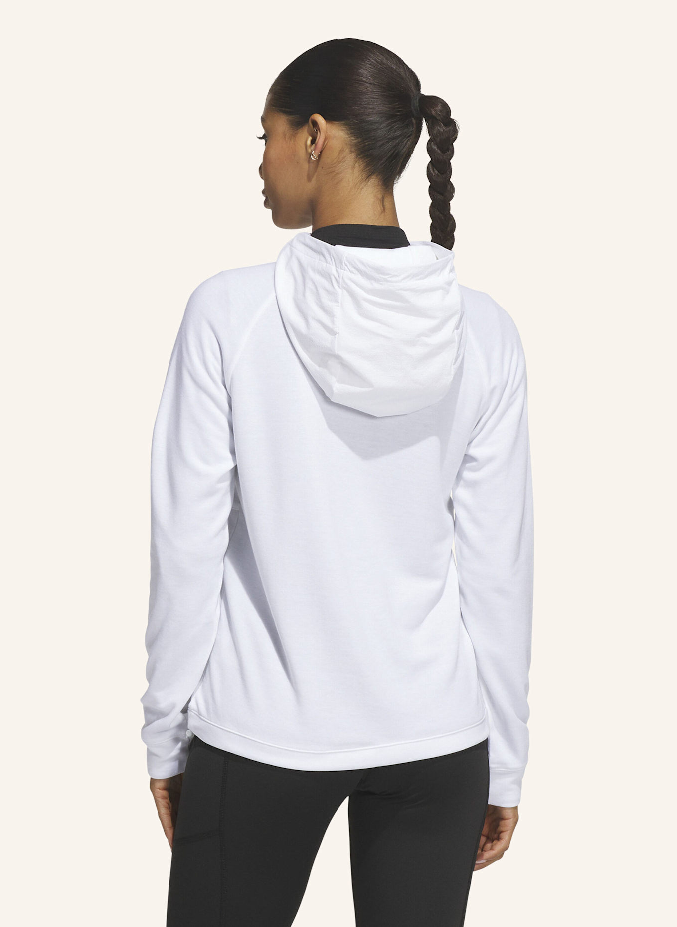 adidas ULTIMATE365+ COURSE CONTROL HYBRID QUARTER-ZIP KAPUZENJACKE: WEISS