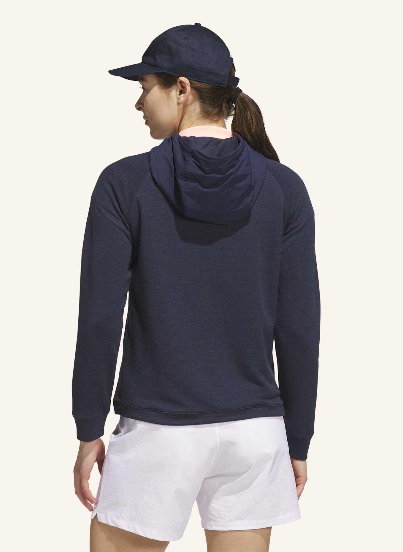 adidas ULTIMATE365+ COURSE CONTROL HYBRID QUARTER-ZIP KAPUZENJACKE: BLAU