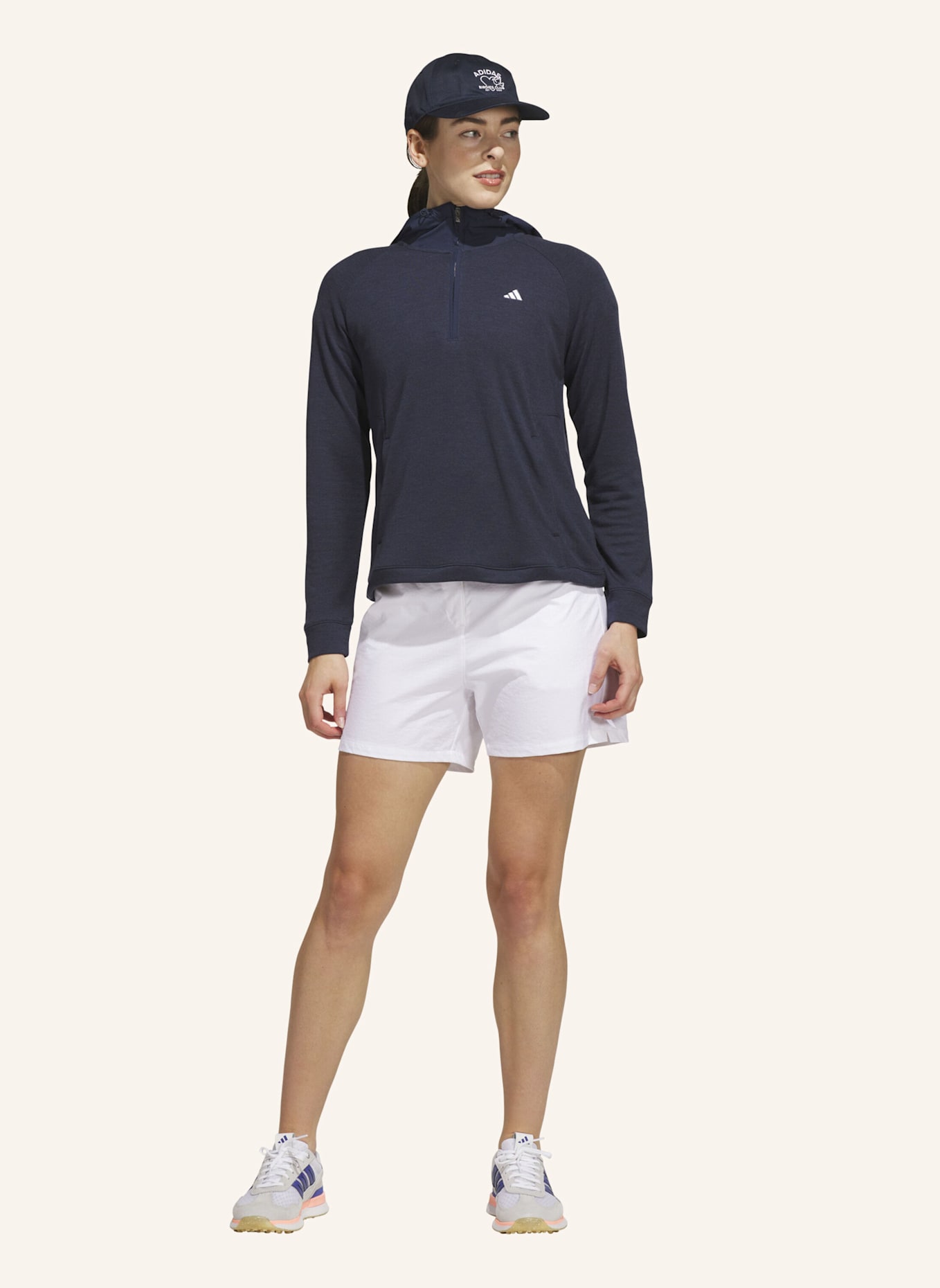 adidas ULTIMATE365+ COURSE CONTROL HYBRID QUARTER-ZIP KAPUZENJACKE: BLAU