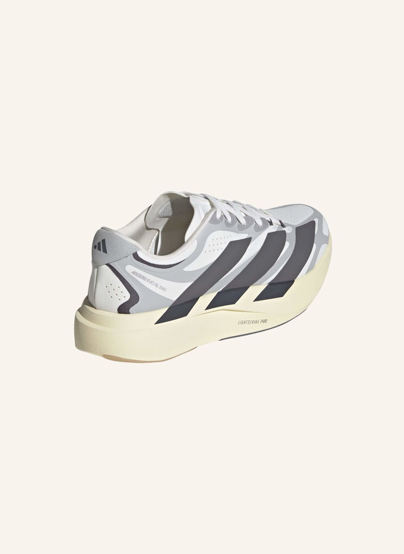 adidas ADIZERO EVO SL EXO SCHUH: WEISS/ SCHWARZ/ GRAU