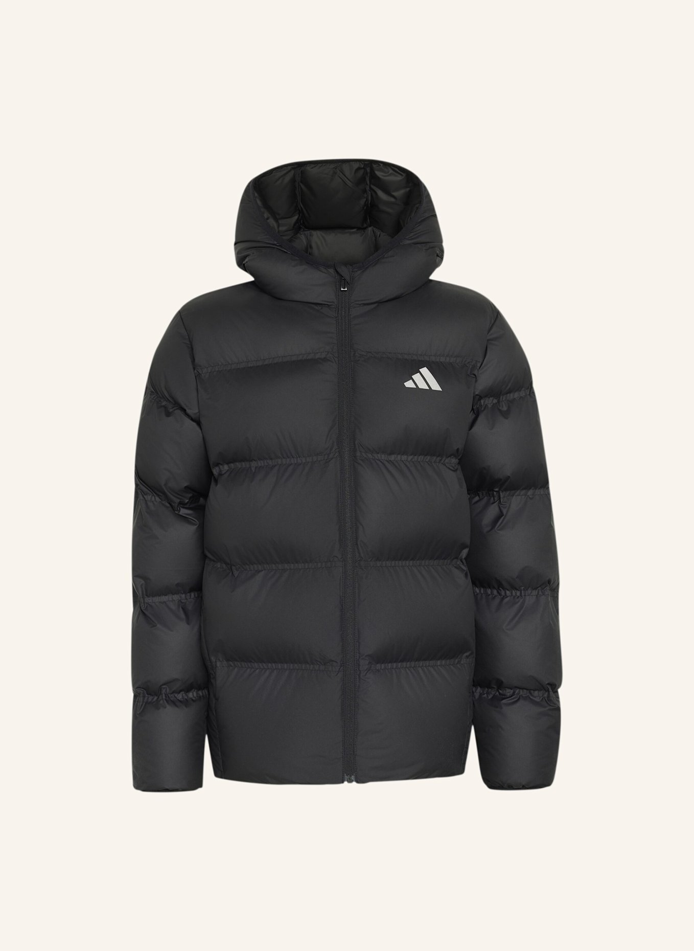 adidas JACKE, KUNSTDAUNEN: SCHWARZ/ SILBER
