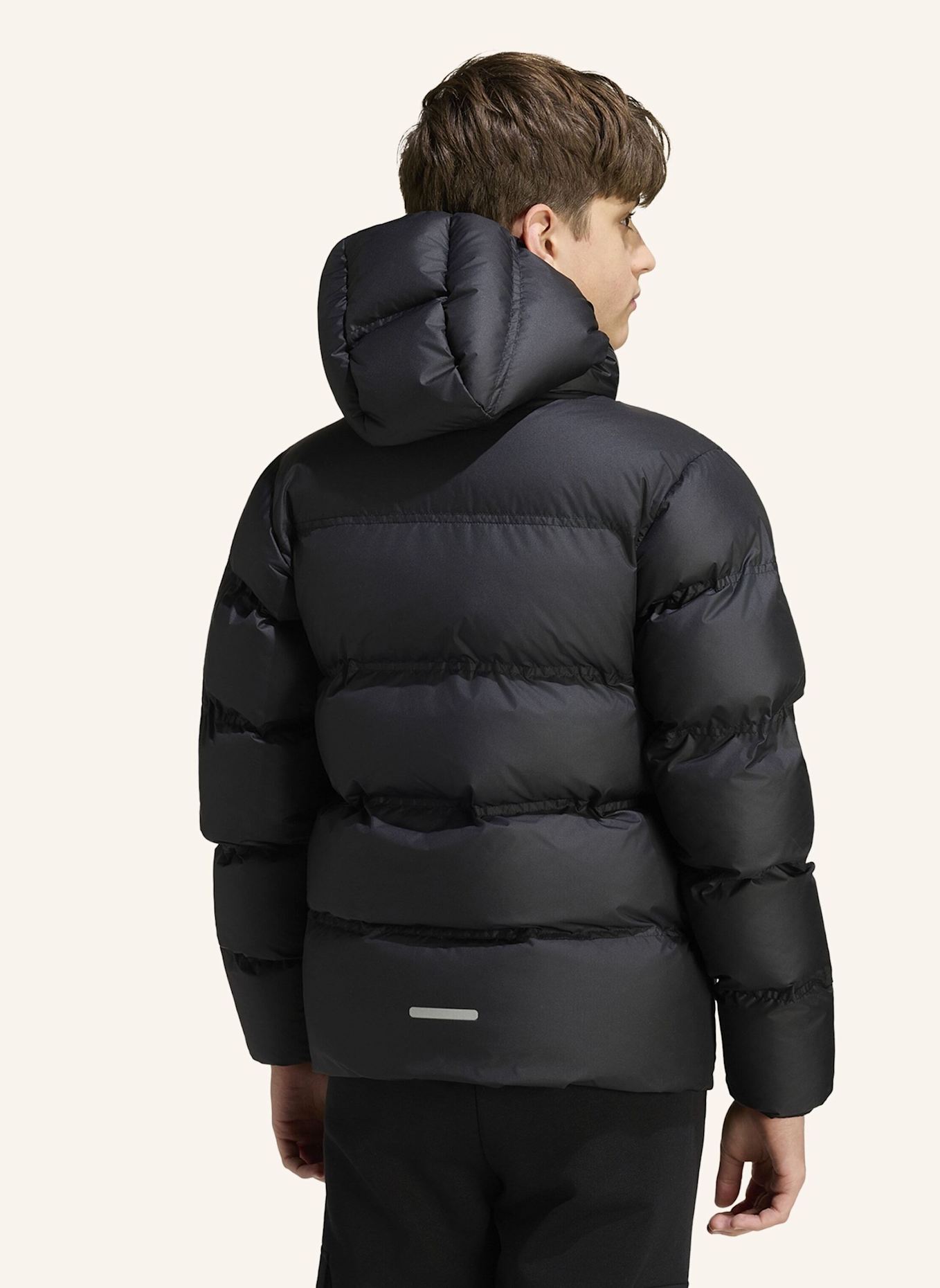 adidas JACKE, KUNSTDAUNEN: SCHWARZ/ SILBER