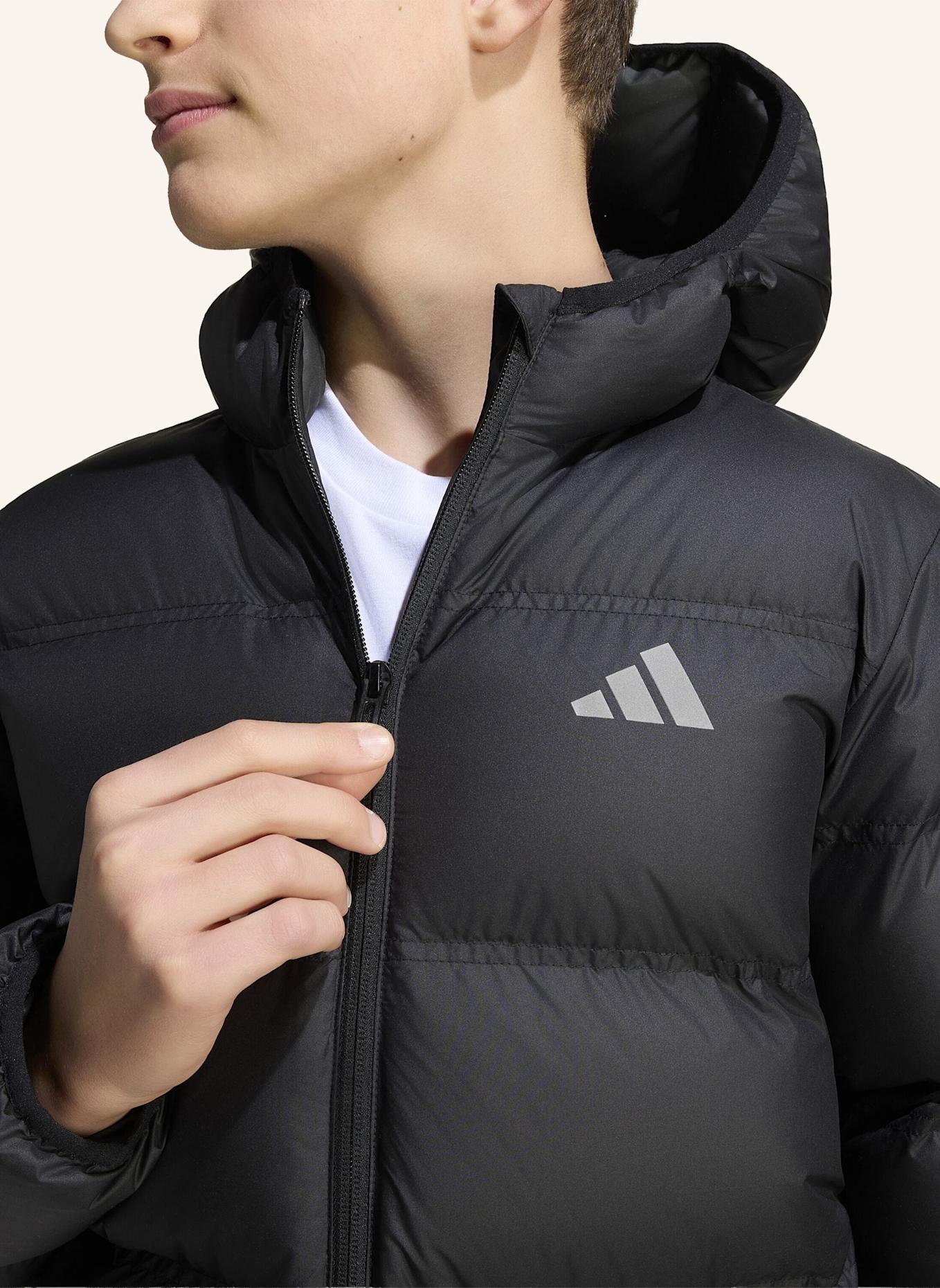 adidas JACKE, KUNSTDAUNEN: SCHWARZ/ SILBER