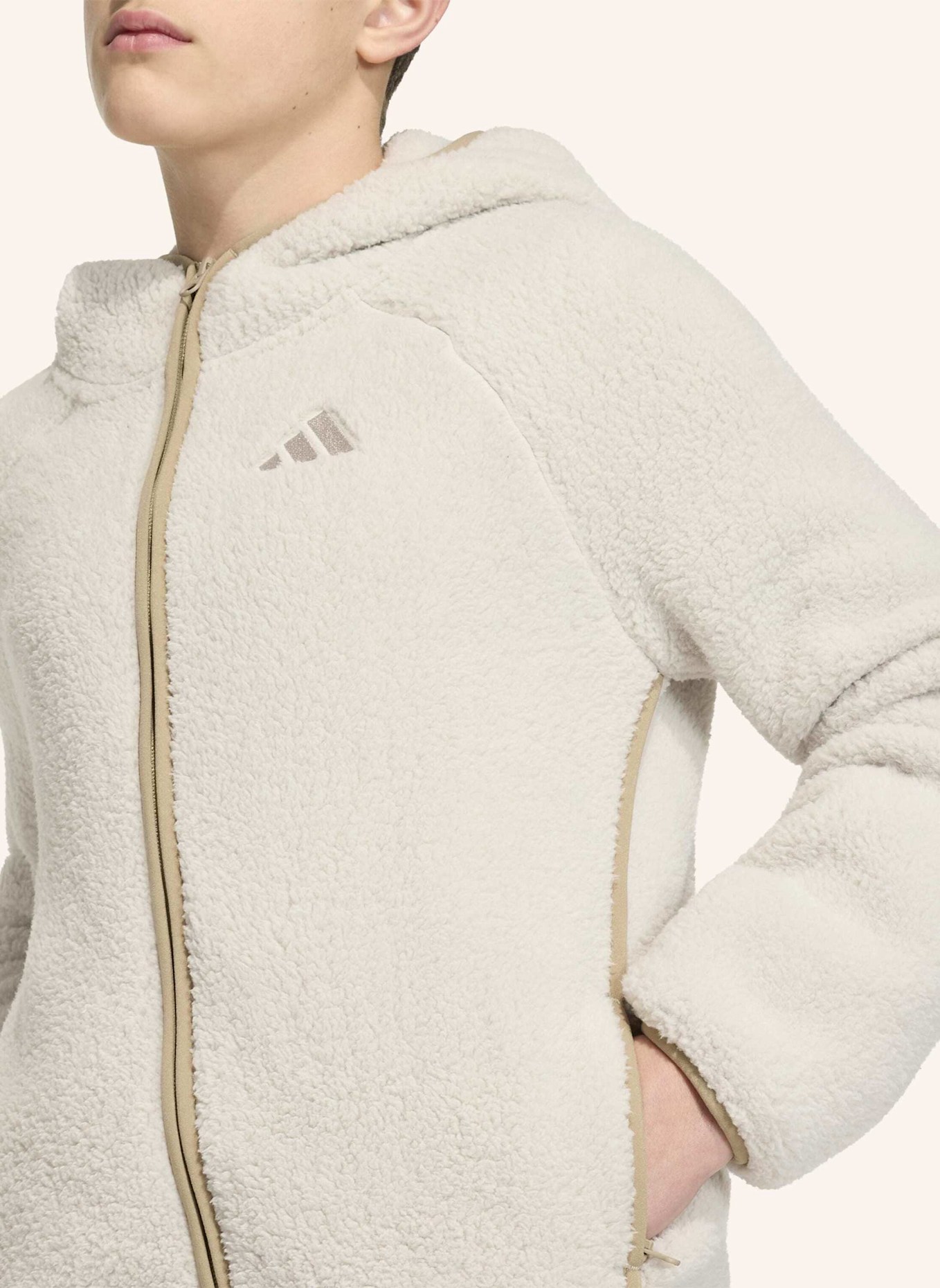 adidas TERREX TERREX XPLORIC KIDS FLEECEJACKE, KAPUZE, DURCHGEHENDER REISSVERSCHLUSS: BEIGE