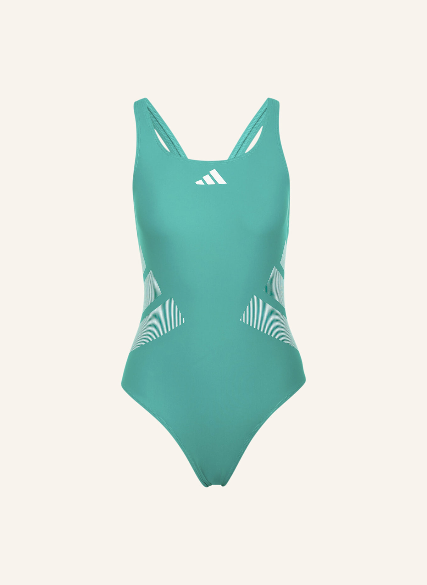 adidas Badeanzug LOGO C-BACK: GRÜN/ WEISS