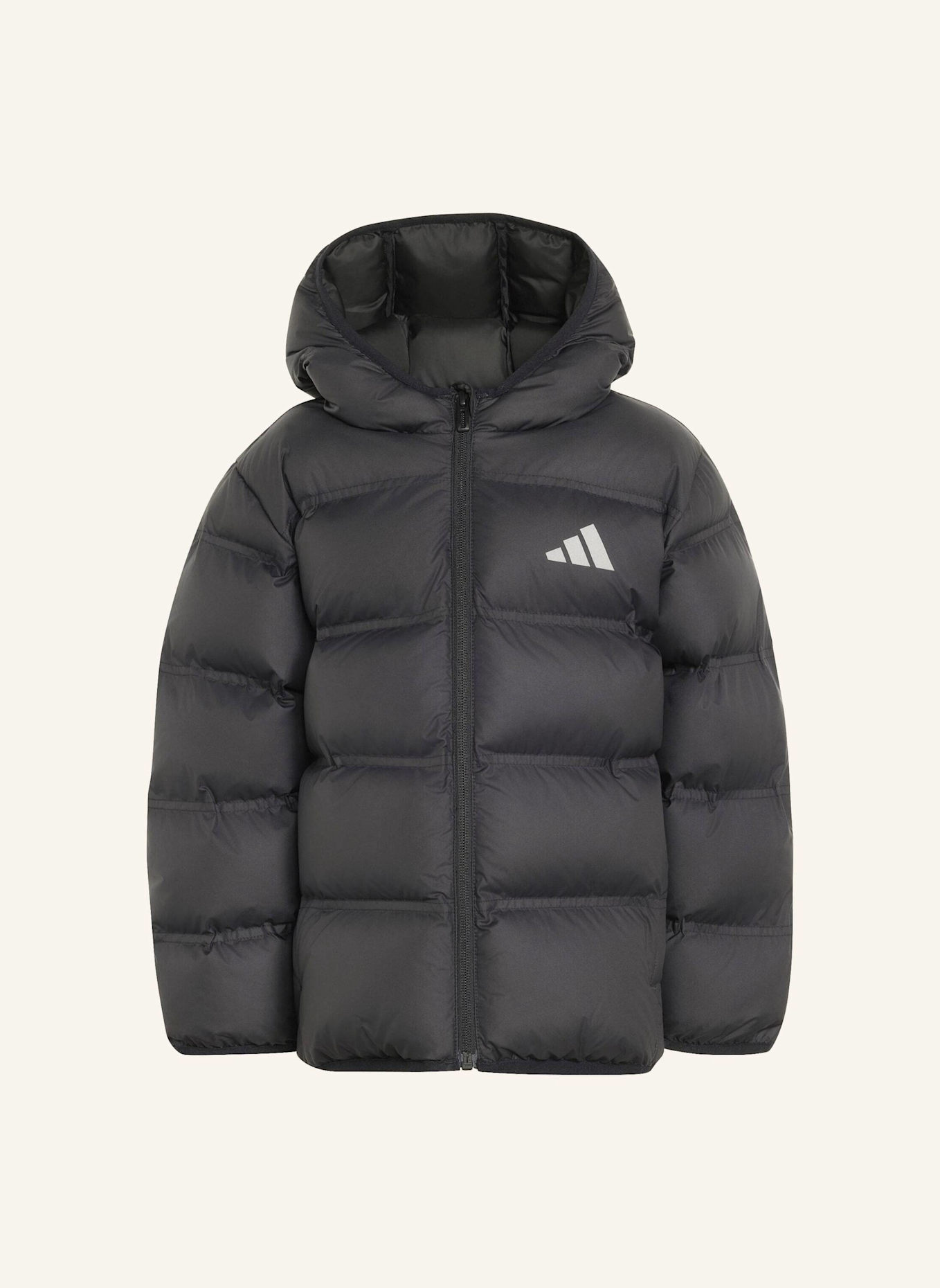 adidas JACKE, KUNSTDAUNEN: SCHWARZ/ SILBER