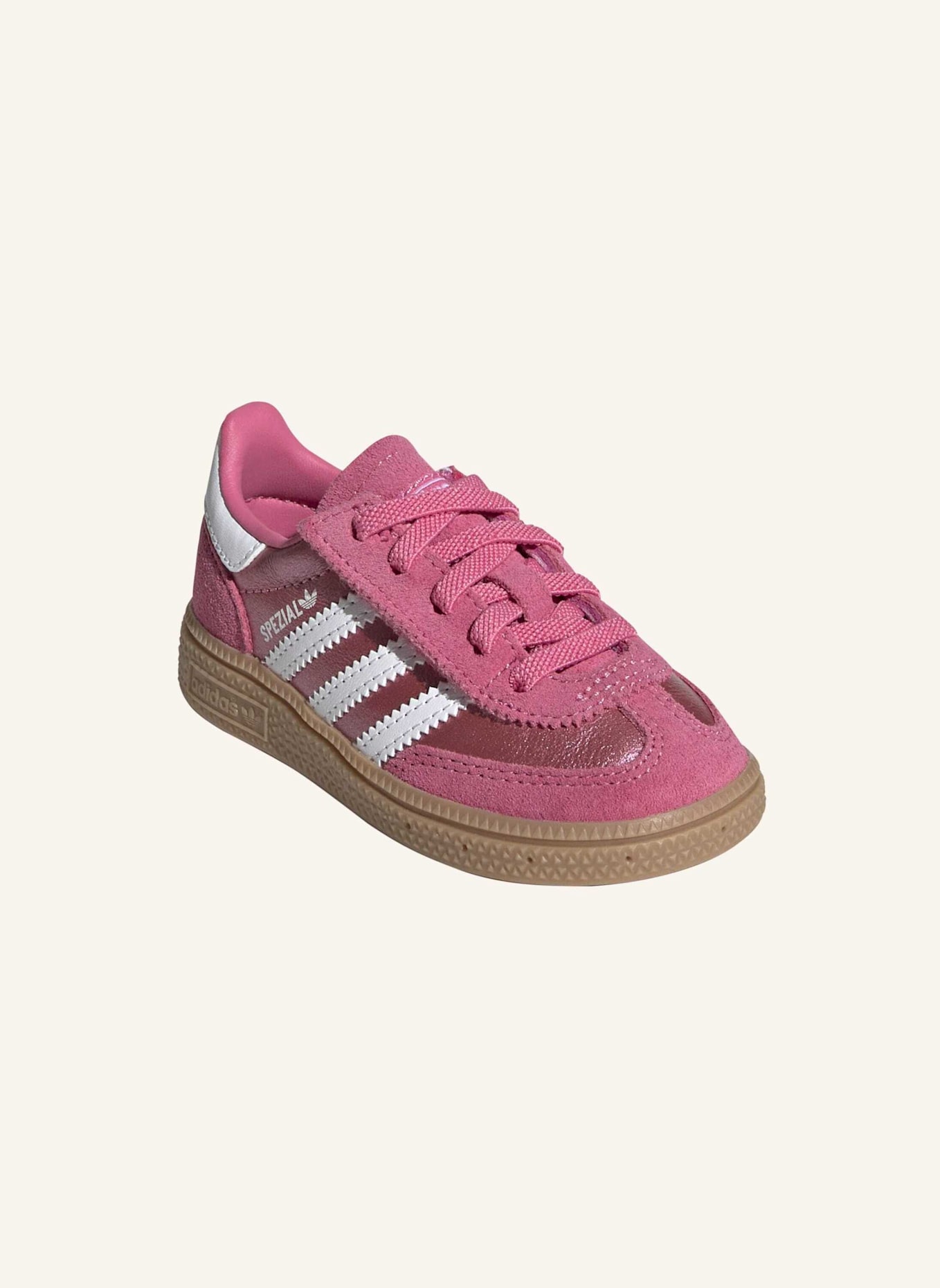 adidas Originals HANDBALL SPEZIAL SCHUH, KOMFORTVERSCHLUSS, ELASTISCHE SCHNÜRSENKEL: ROSA/ WEISS/ BEIGE