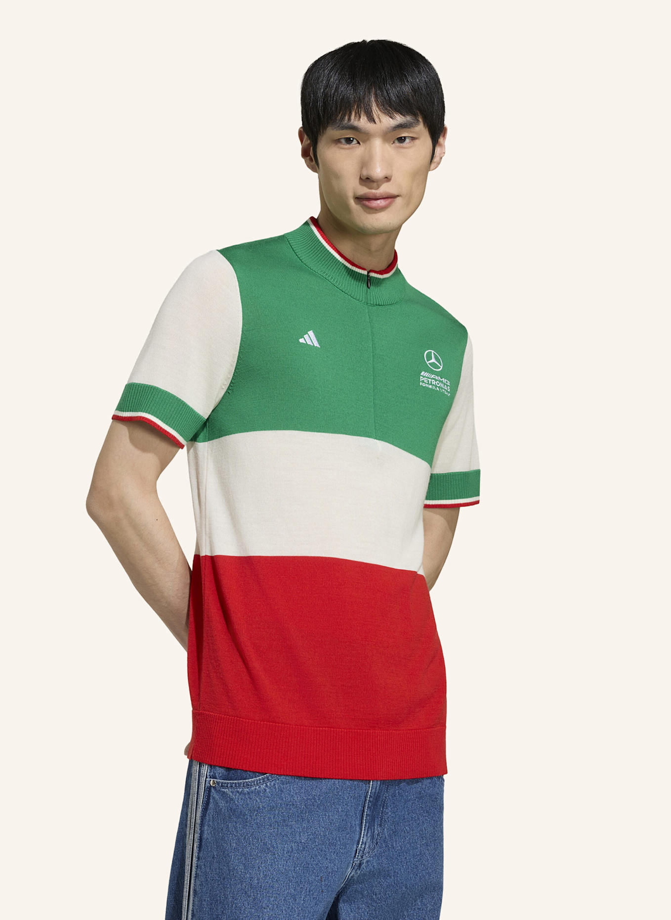 adidas MERCEDES - AMG PETRONAS FORMULA 1 TEAM IMOLA MERINO OBERTEIL ITALIEN: WEISS/ ROT