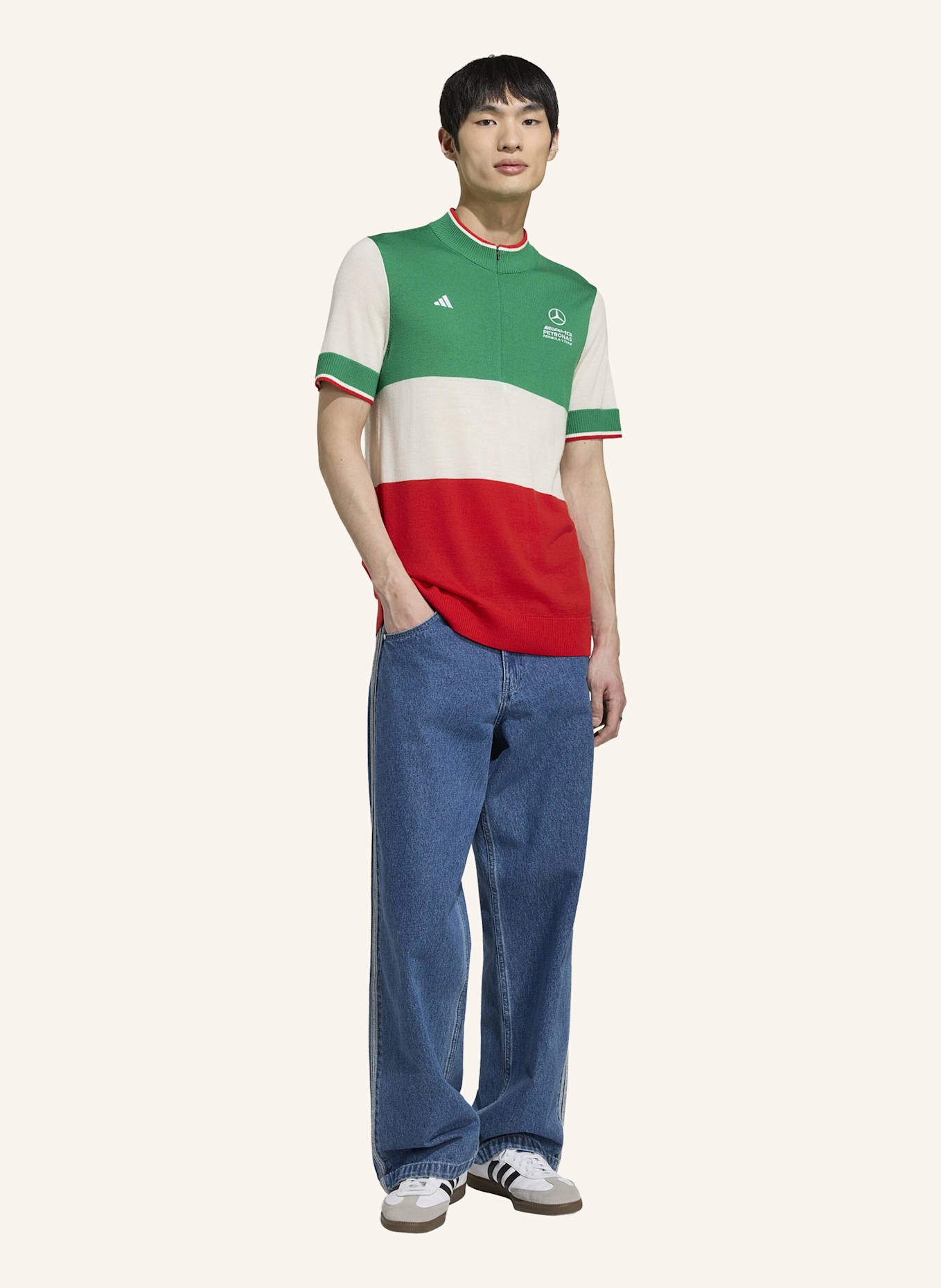 adidas MERCEDES - AMG PETRONAS FORMULA 1 TEAM IMOLA MERINO OBERTEIL ITALIEN: WEISS/ ROT