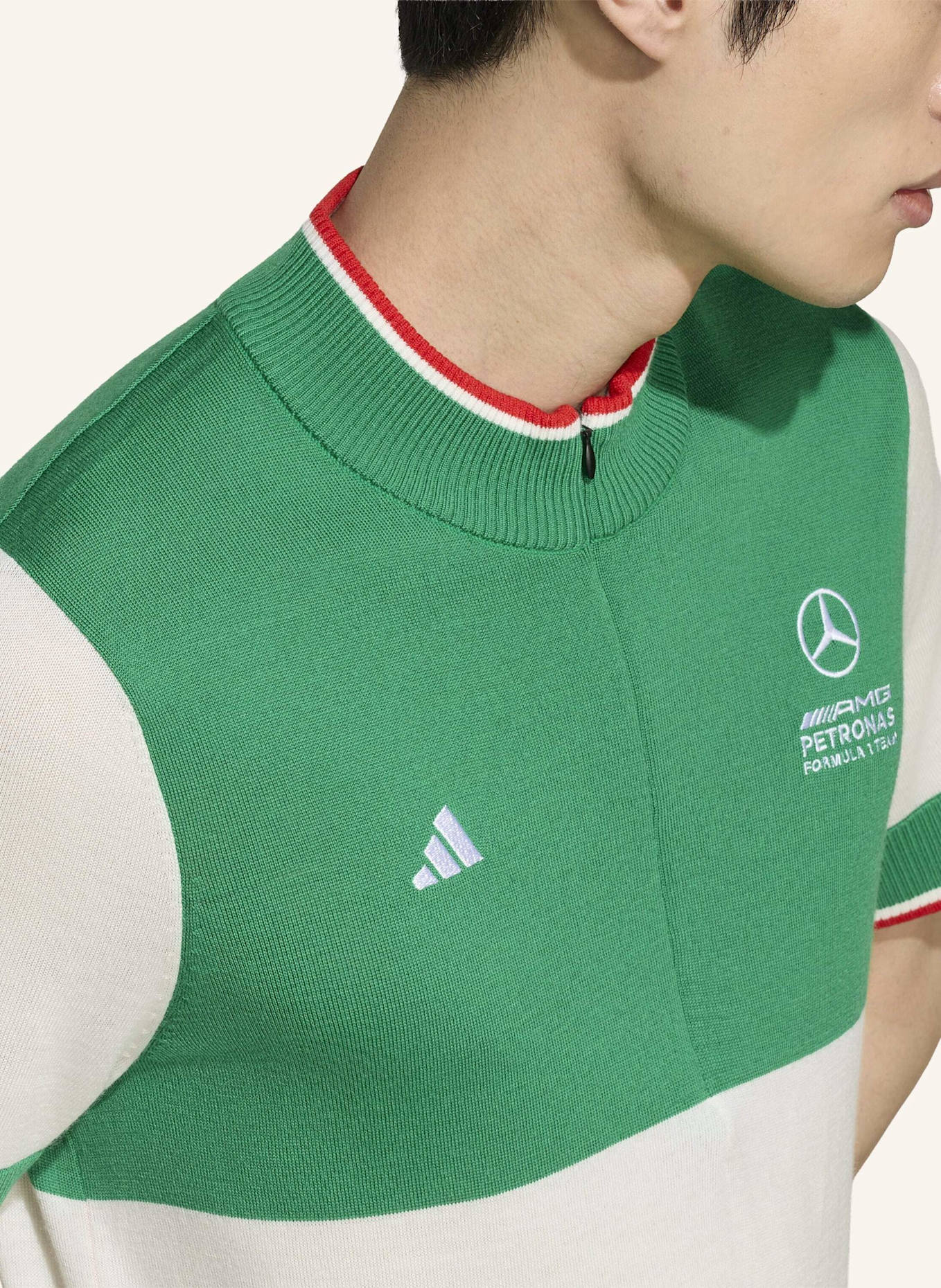 adidas MERCEDES - AMG PETRONAS FORMULA 1 TEAM IMOLA MERINO OBERTEIL ITALIEN: WEISS/ ROT