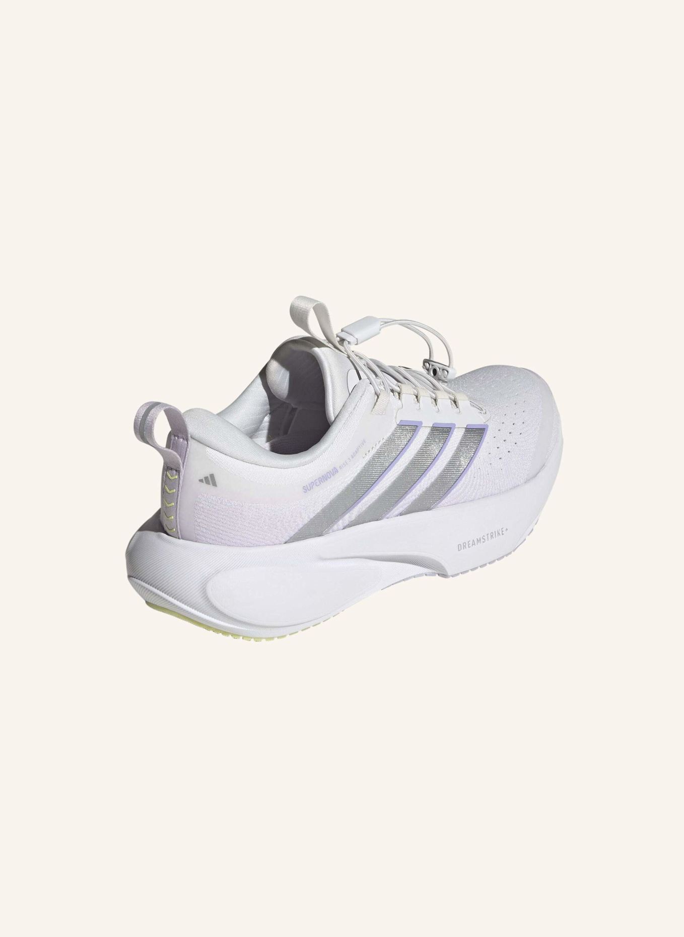adidas SUPERNOVA RISE 3 ADAPTIVE LAUFSCHUH: WEISS/ SILBER/ LILA