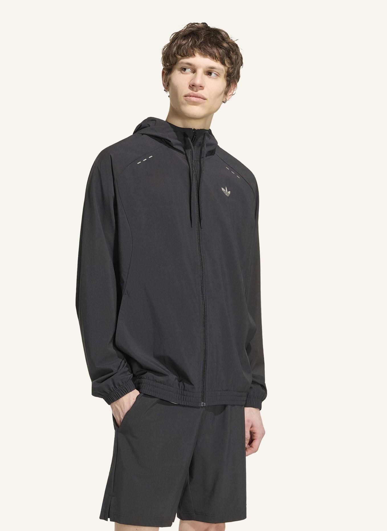 adidas Originals TECH TREFOIL ESSENTIALS ORIGINALS JACKE, KAPUZE, DURCHGEHENDER REISSVERSCHLUSS: SCHWARZ