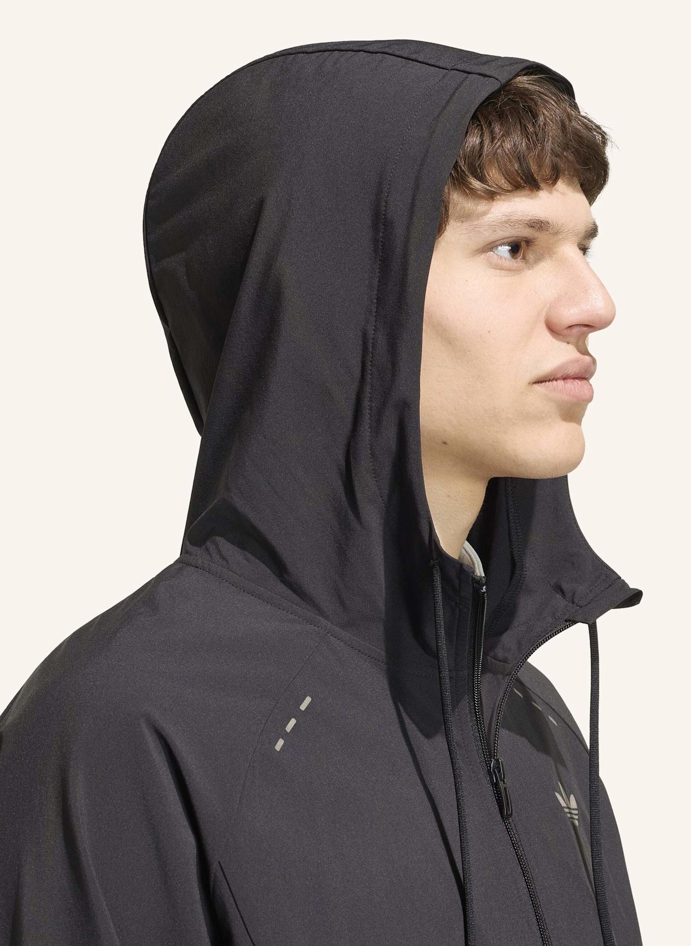 adidas Originals TECH TREFOIL ESSENTIALS ORIGINALS JACKE, KAPUZE, DURCHGEHENDER REISSVERSCHLUSS: SCHWARZ